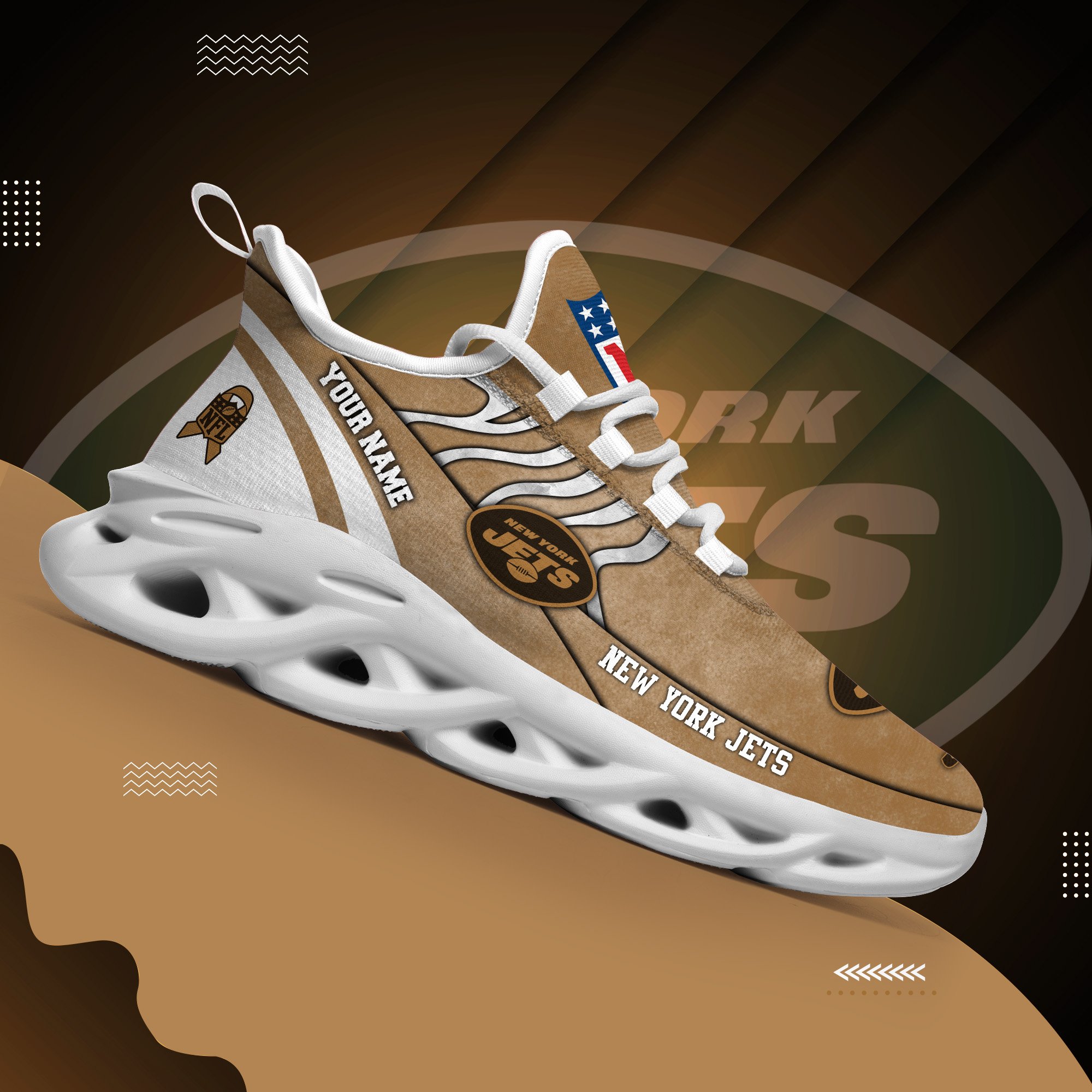 New York Jets Black Max Soul Shoes 2025 Versions Custom Your Name And Number 264