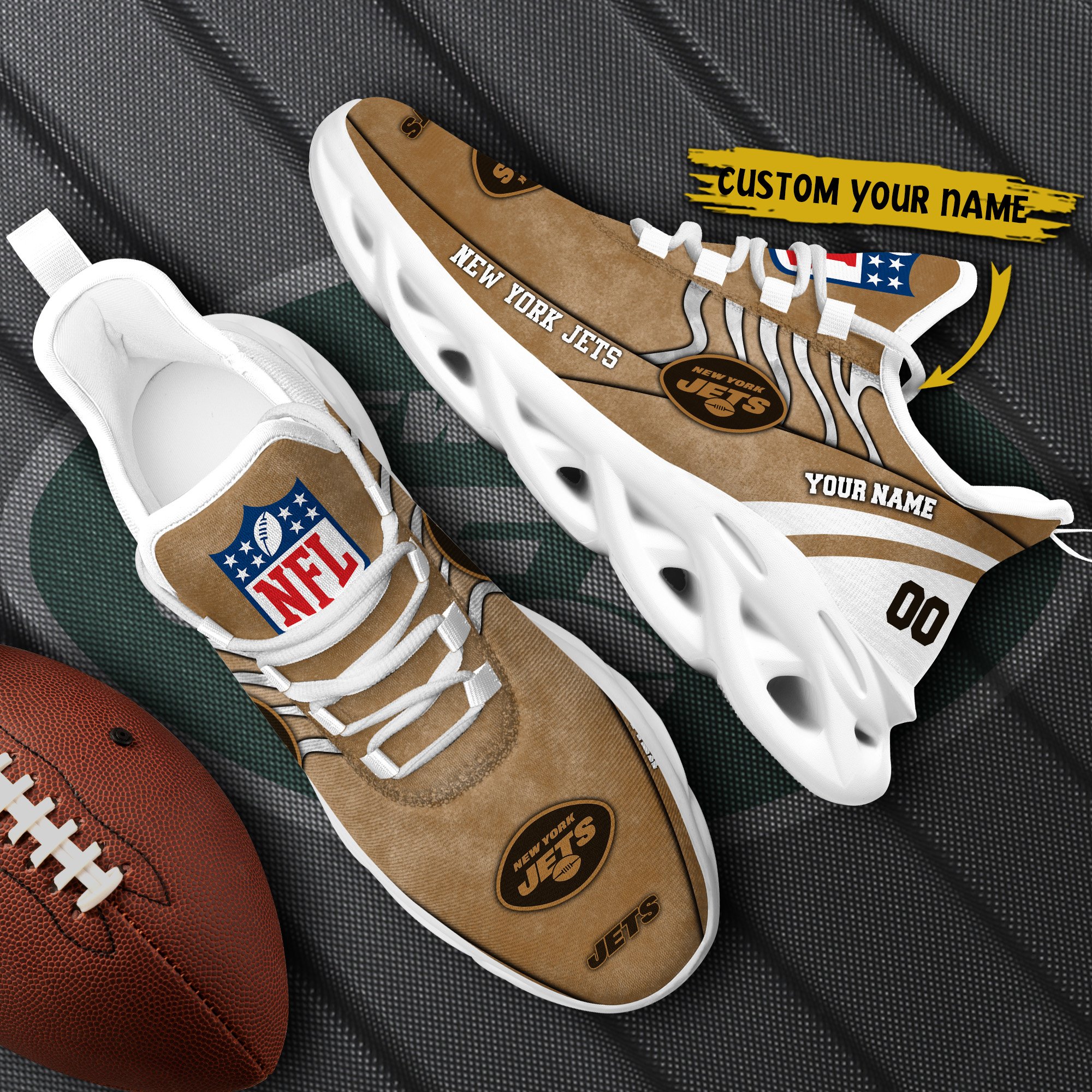 New York Jets Black Max Soul Shoes 2025 Versions Custom Your Name And Number 264