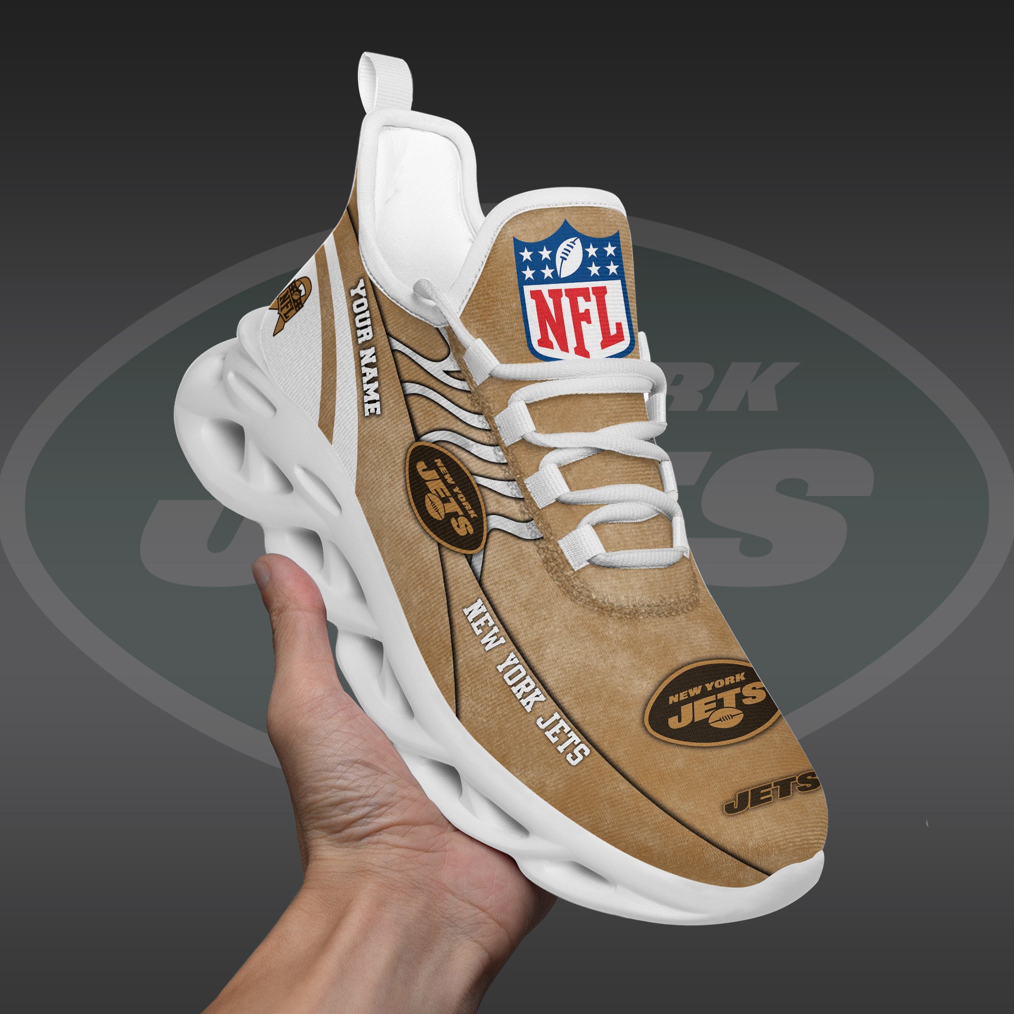 New York Jets Black Max Soul Shoes 2025 Versions Custom Your Name And Number 264