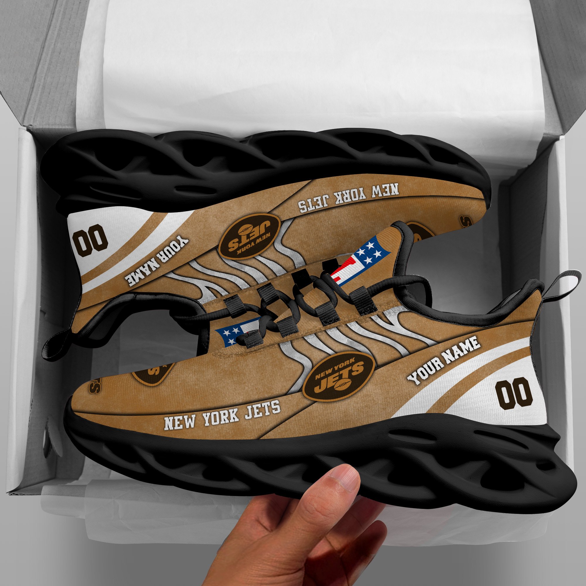 New York Jets Black Max Soul Shoes 2025 Versions Custom Your Name And Number 264