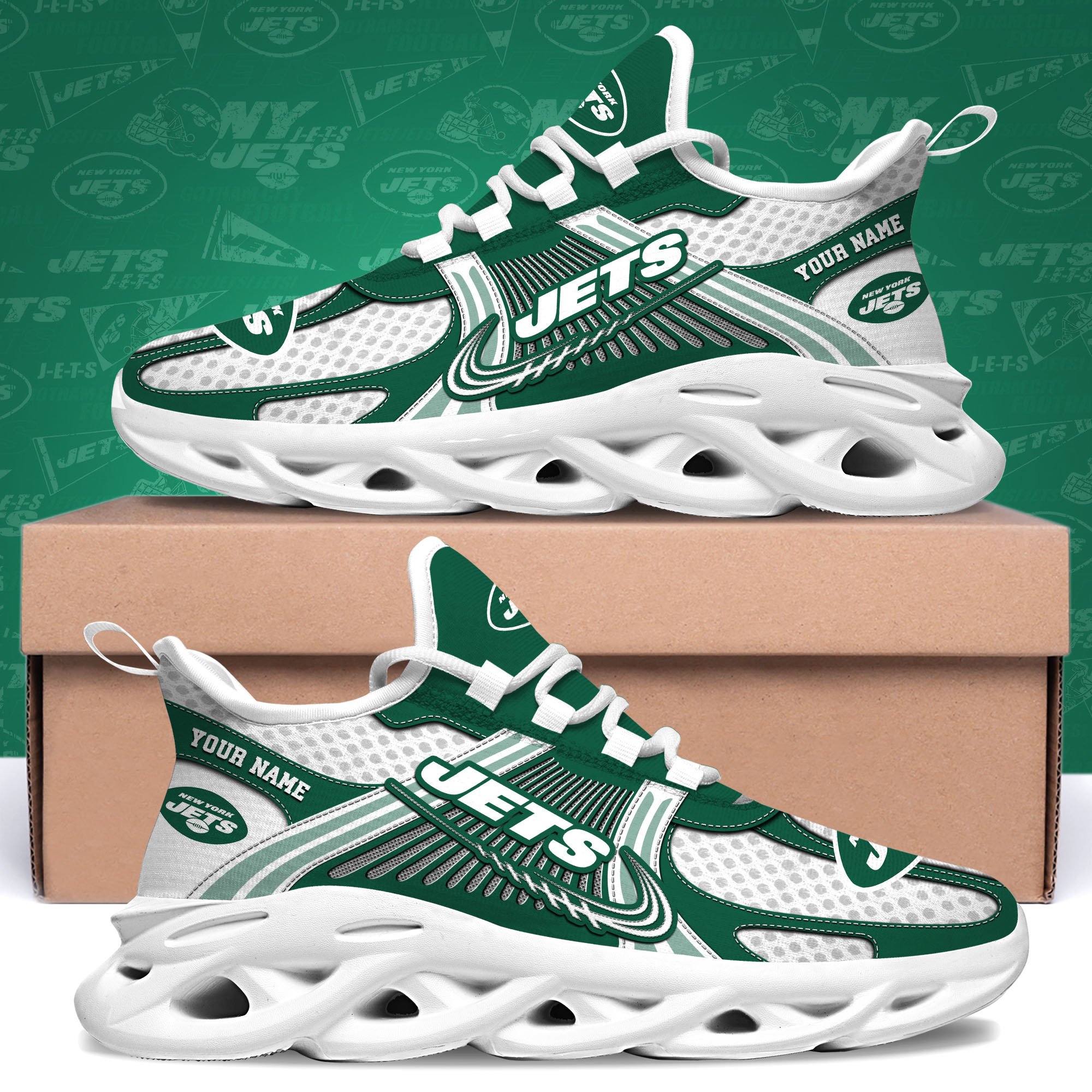 New York Jets Clunky Sneakers Custom Your Name, Sport Sneakers For Fans, Gifts For Sport Lovers, Gift For Dad