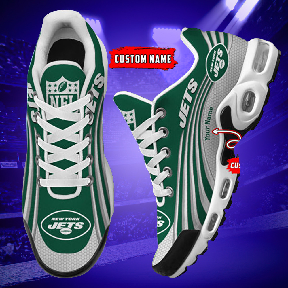 New York Jets Personalized Name Team Colors Wave Lines TN Air Max Shoes Air Cushion Sneakers