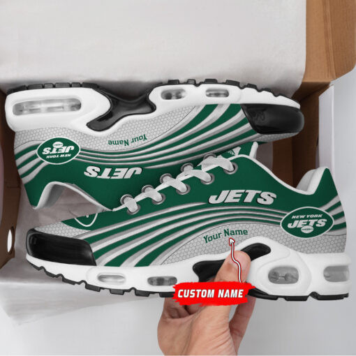 New York Jets Personalized Name Team Colors Wave Lines TN Air Max Shoes Air Cushion Sneakers