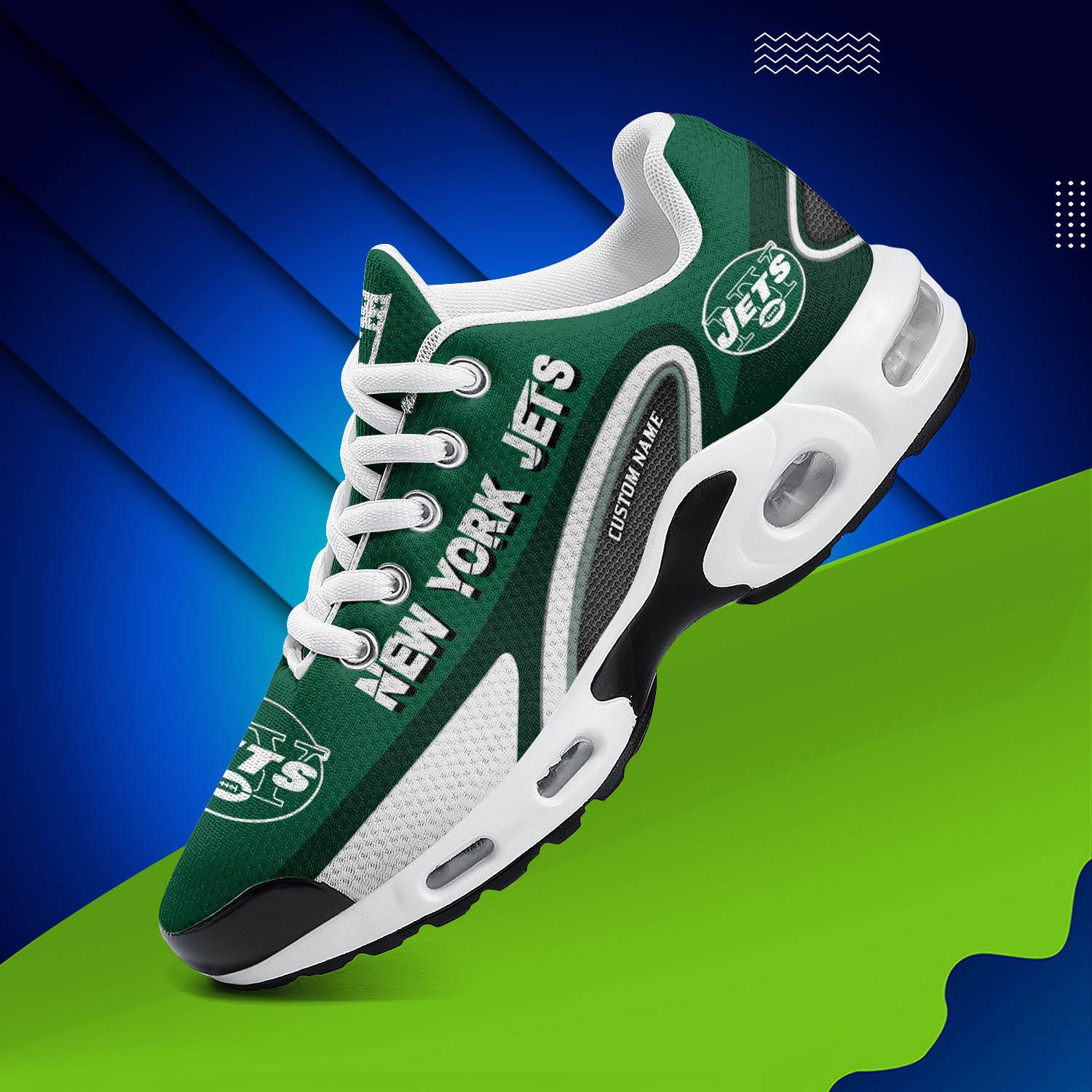 New York Jets Personalized Name Team Logo Mix Colors Oval Line TN Air Max Shoes Air Cushion Sneakers