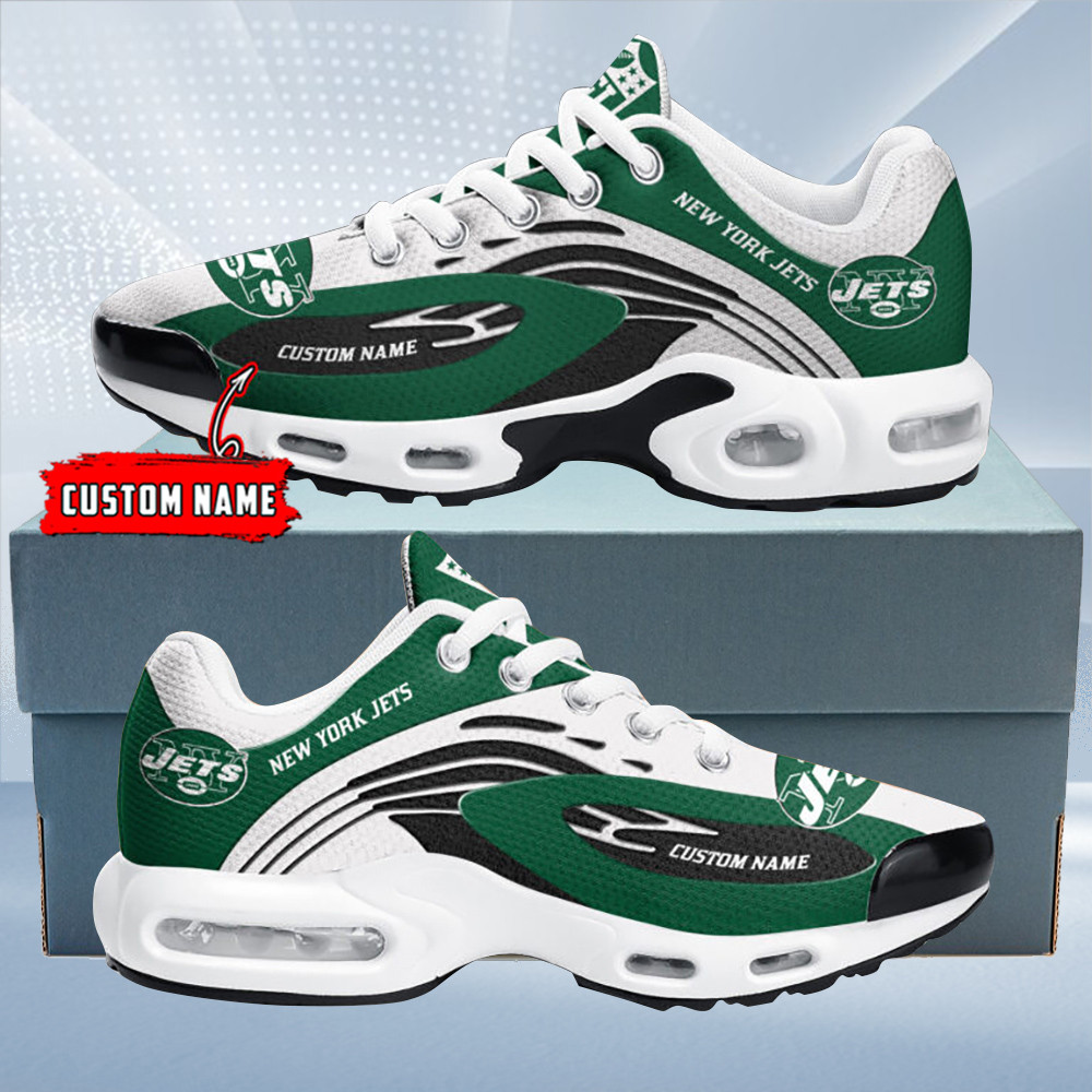 New York Jets Personalized Name Team Logo Mix Colors Wave Line TN Air Max Shoes Air Cushion Sneakers