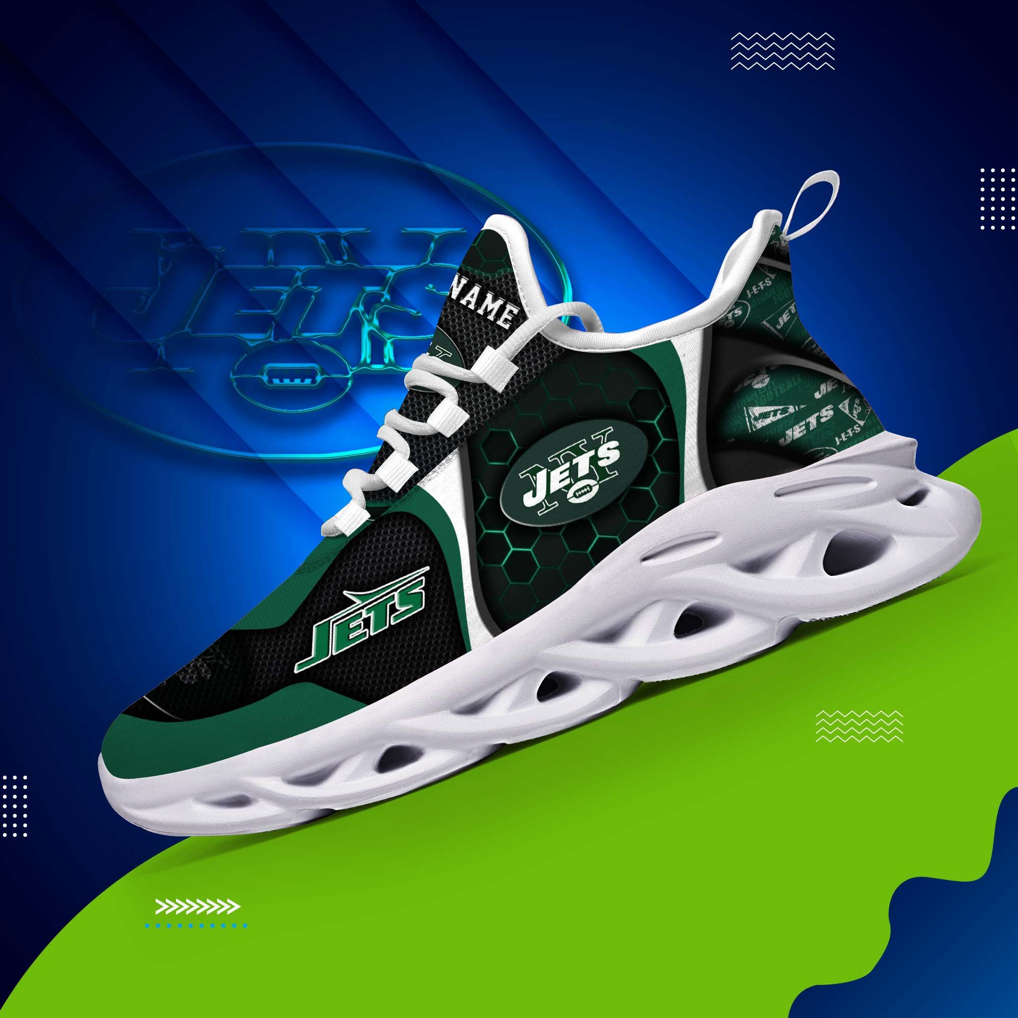 New York Jets White C Sneakers 2025 Version Personalized Your Name 432