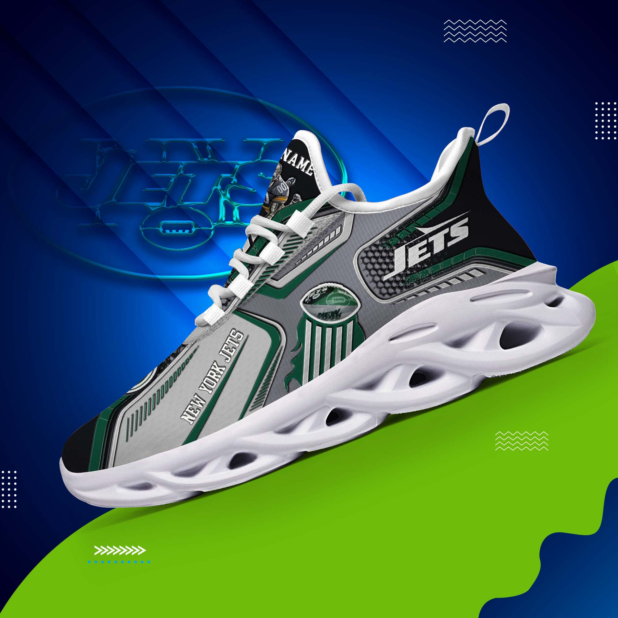 New York Jets White C Sneakers 2025 Version Personalized Your Name, Sport Sneakers , Sport Gifts PH605