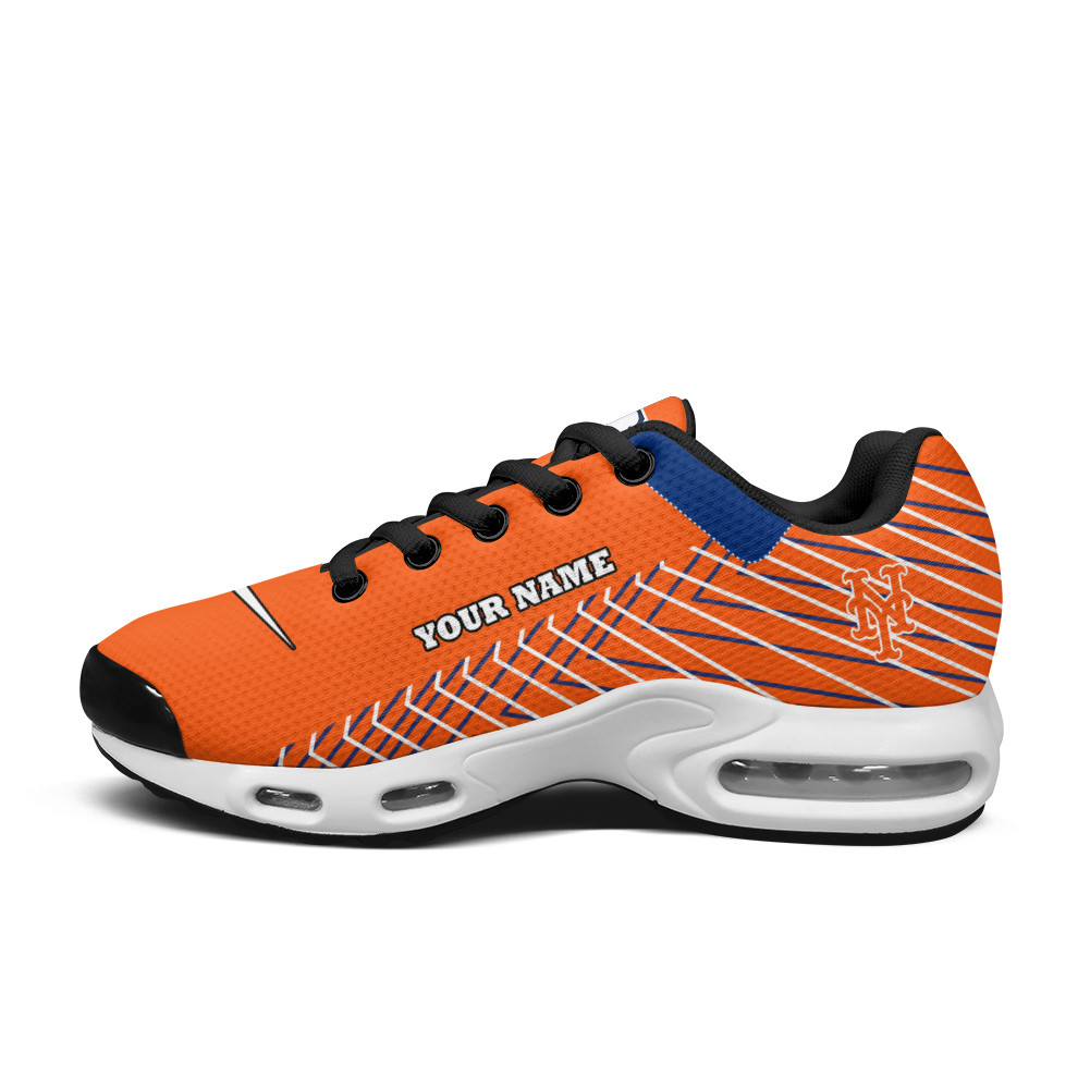New York Mets Personalized Name Team Colors Jagged Lines TN Air Max Shoes Air Cushion Sneakers