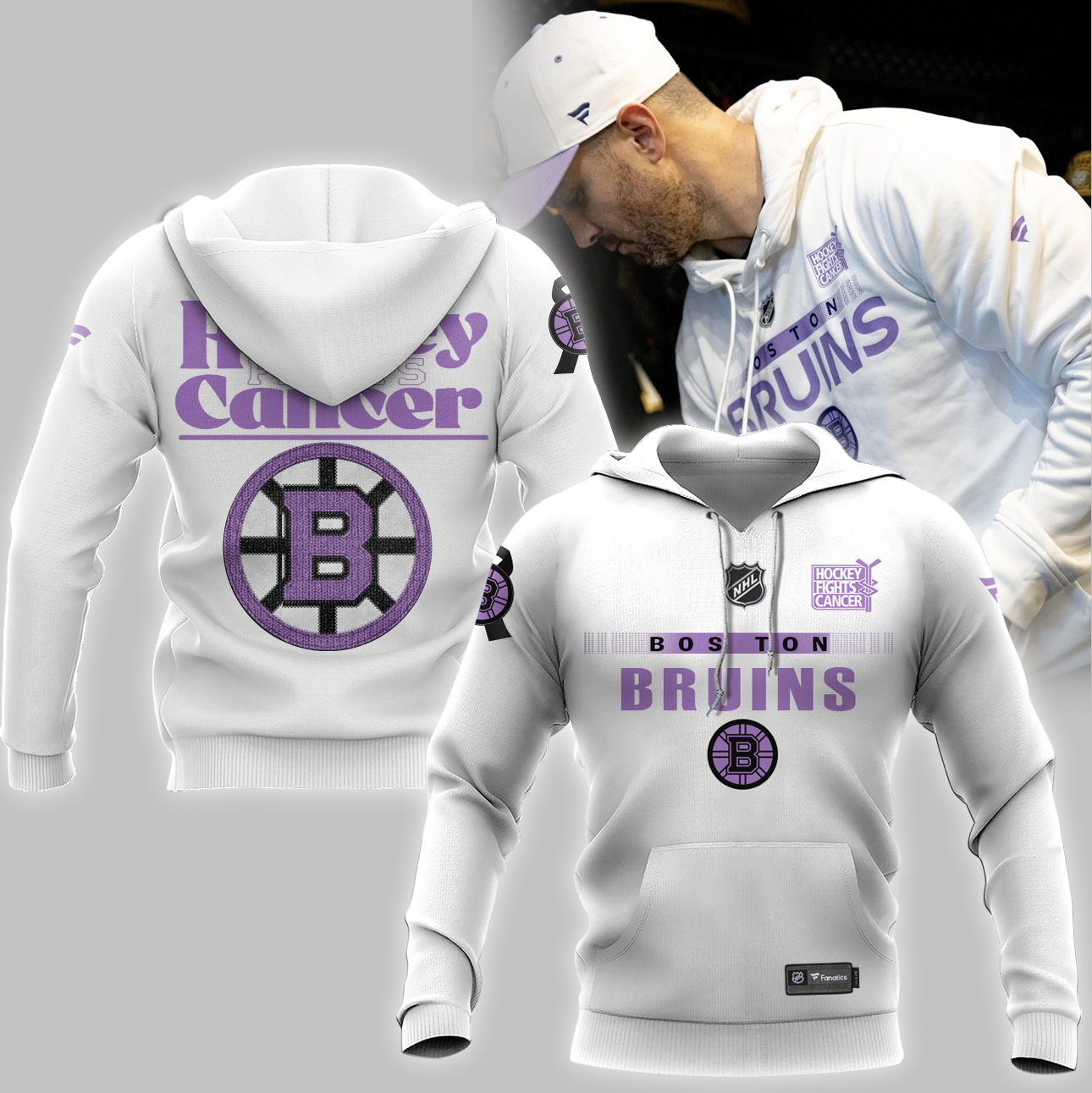 NHL Boston Bruins Hockey Fights Cancer Hoodie 2023 