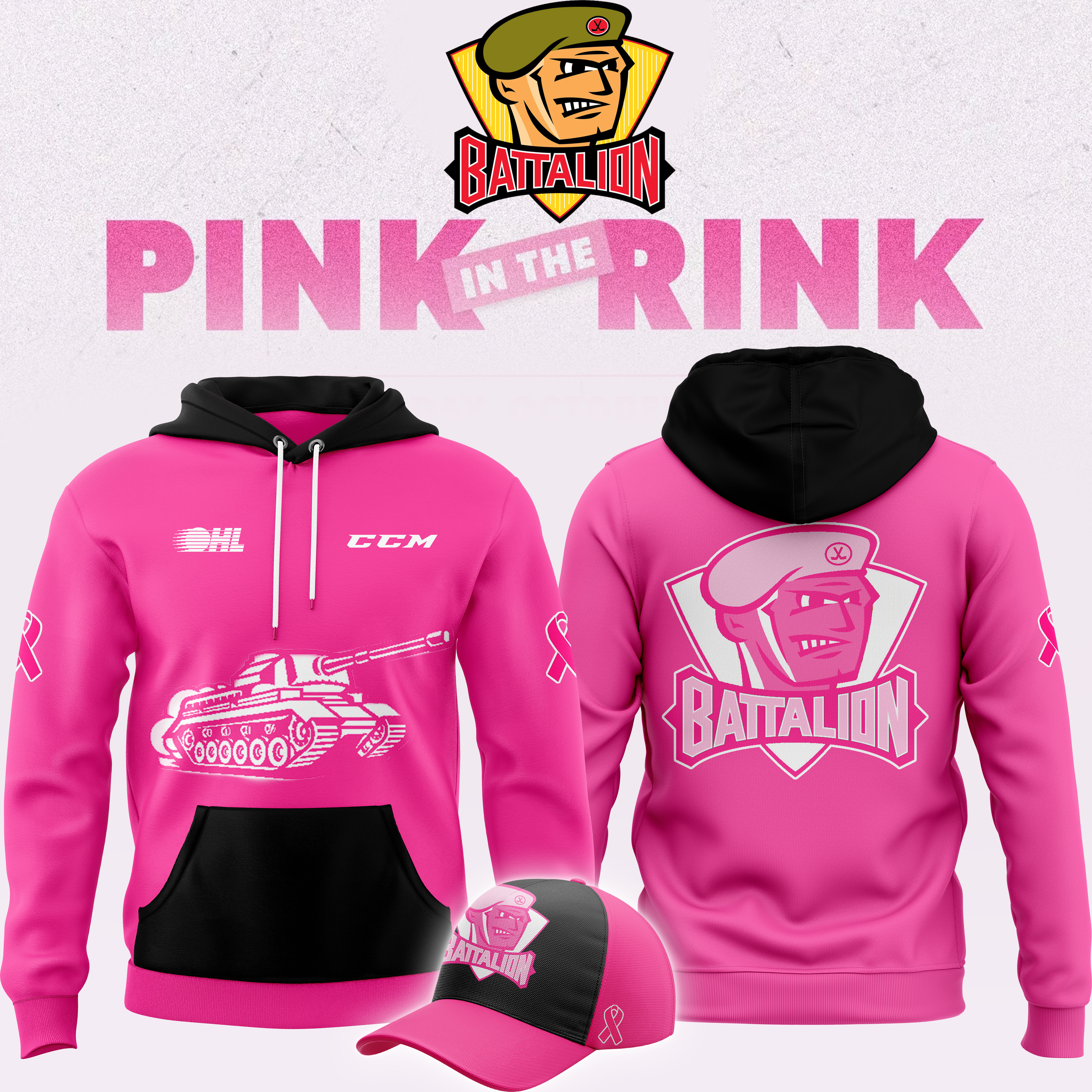 North Bay Battalion x Pink in the Rink Night Pullover Hoodie 