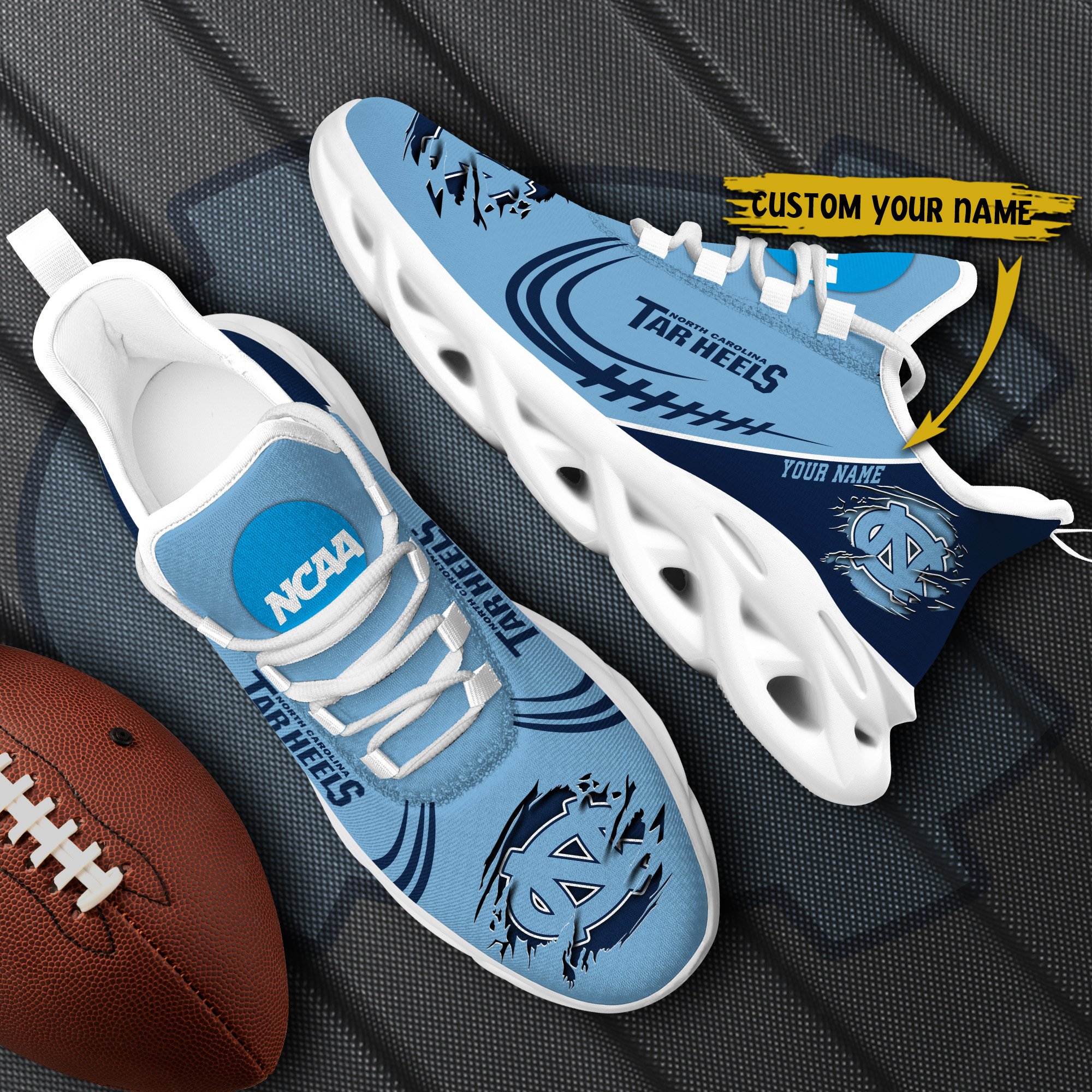 North Carolina Tar Heels Black Max Soul Shoes 2025 Versions Custom Name 016