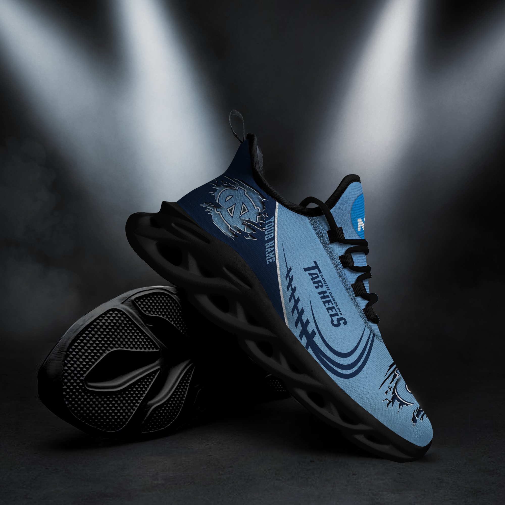 North Carolina Tar Heels Black Max Soul Shoes 2025 Versions Custom Name 016