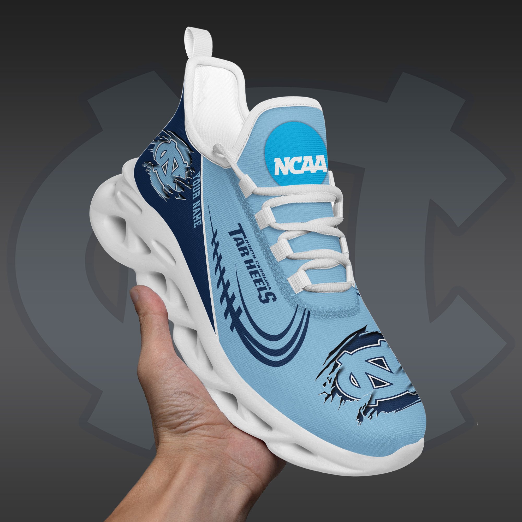 North Carolina Tar Heels Black Max Soul Shoes 2025 Versions Custom Name 016