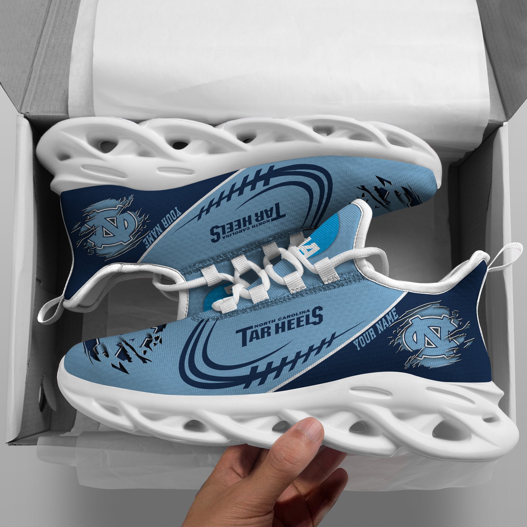 North Carolina Tar Heels Black Max Soul Shoes 2025 Versions Custom Name 016