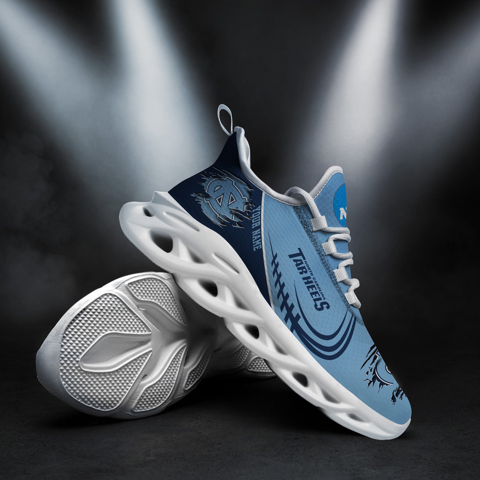 North Carolina Tar Heels Black Max Soul Shoes 2025 Versions Custom Name 016