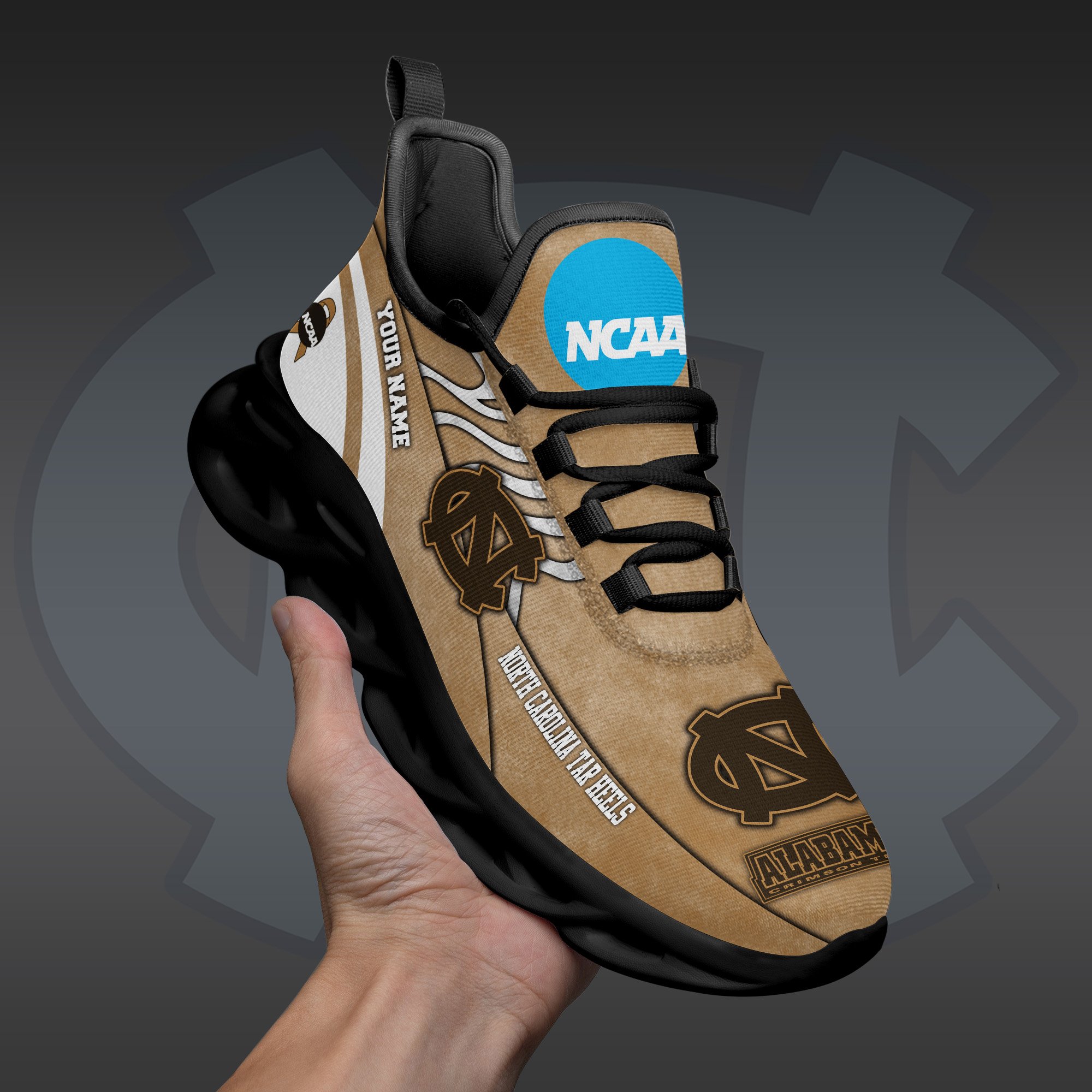 North Carolina Tar Heels Black Max Soul Shoes 2025 Versions Custom Your Name And Number 312