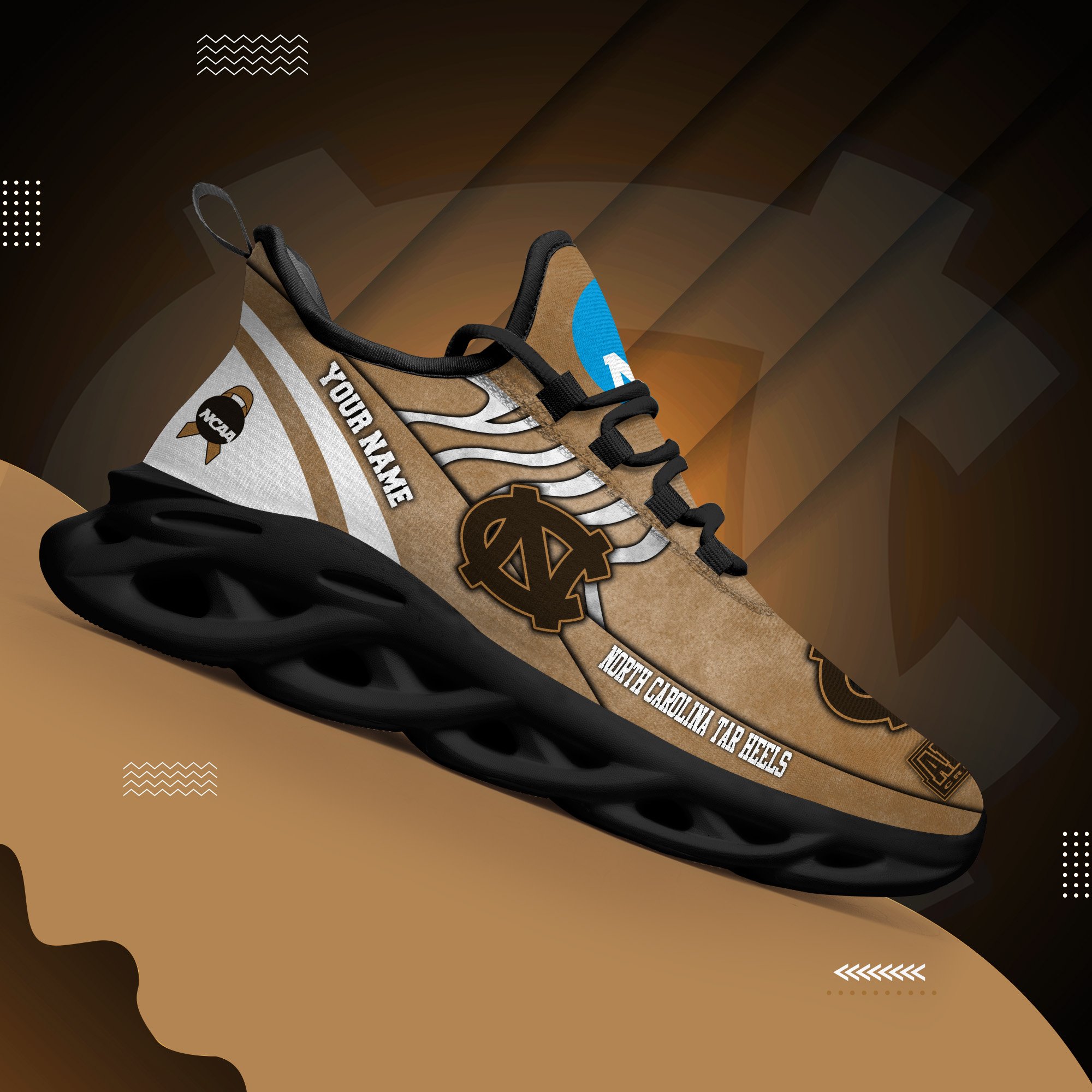 North Carolina Tar Heels Black Max Soul Shoes 2025 Versions Custom Your Name And Number 312