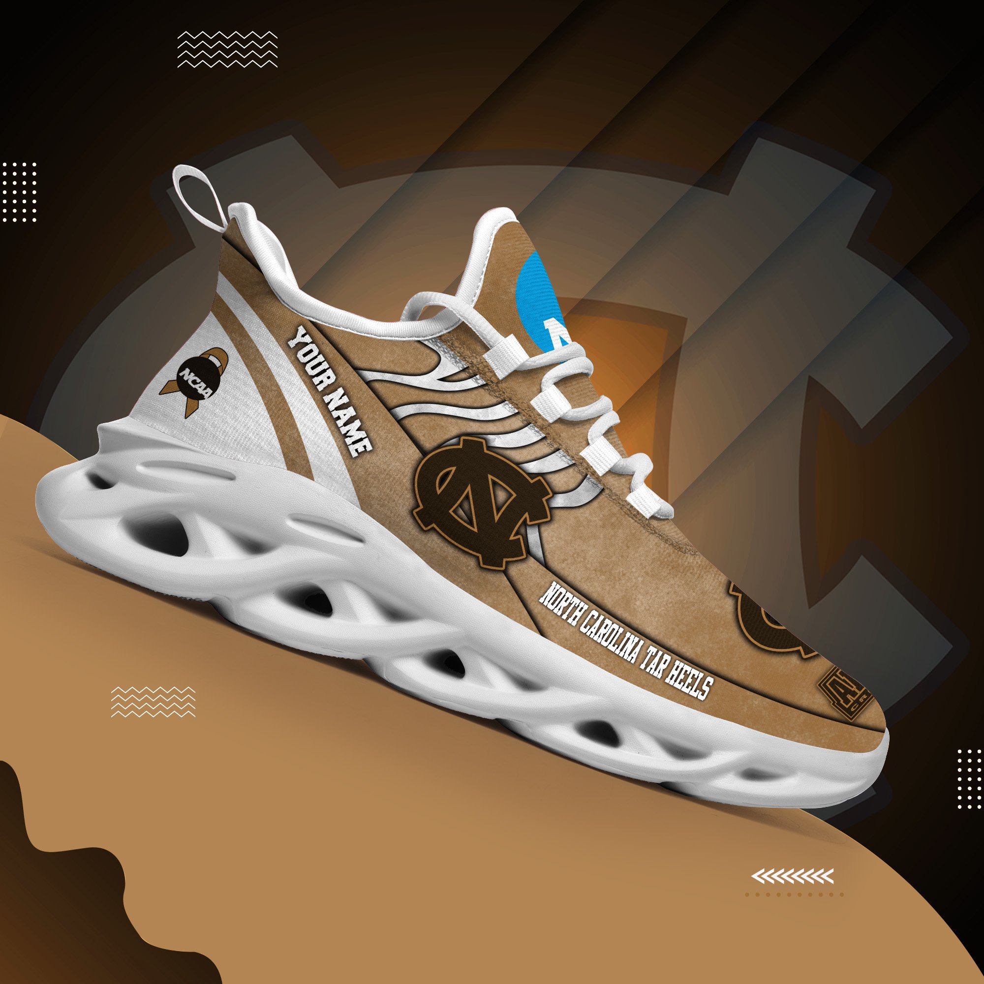 North Carolina Tar Heels Black Max Soul Shoes 2025 Versions Custom Your Name And Number 312