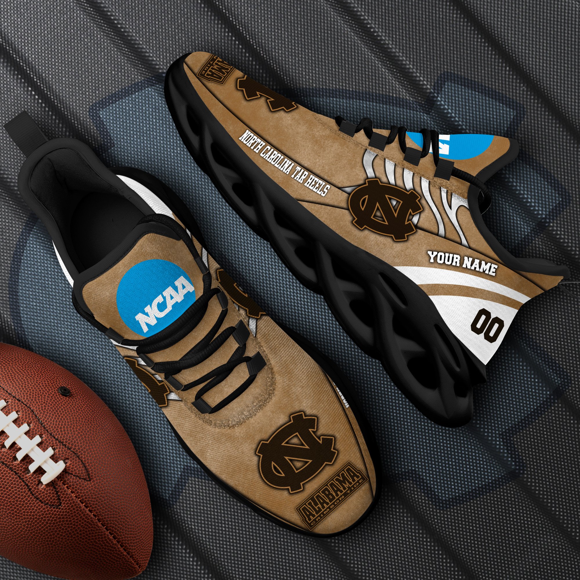 North Carolina Tar Heels Black Max Soul Shoes 2025 Versions Custom Your Name And Number 312