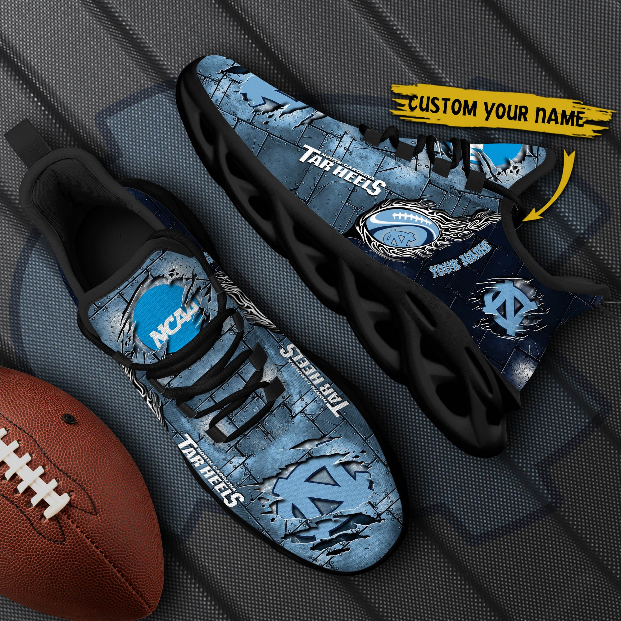 North Carolina Tar Heels Black Max Soul Shoes 2025 Versions, White Max Soul Shoes Custom Your Name PH879