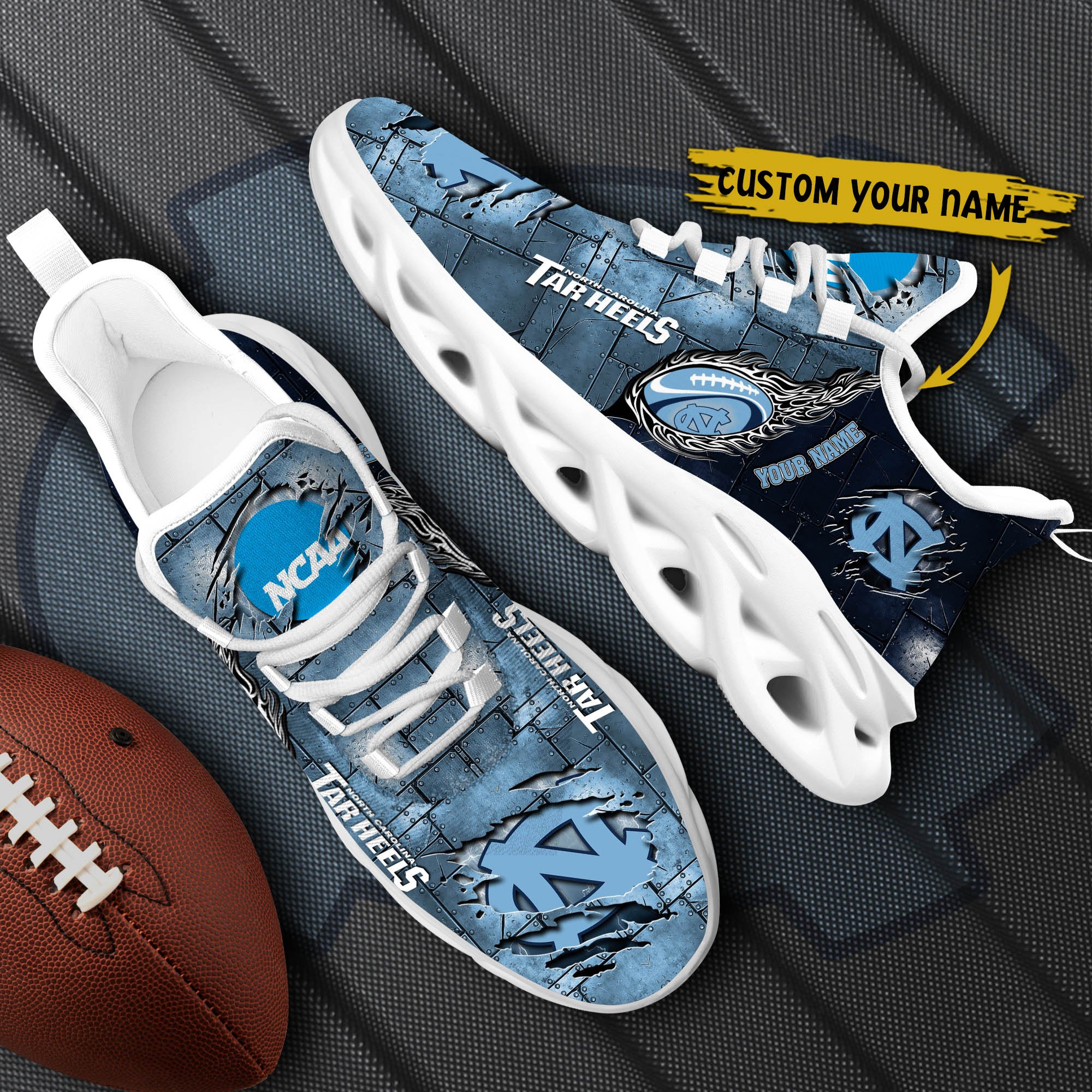 North Carolina Tar Heels Black Max Soul Shoes 2025 Versions, White Max Soul Shoes Custom Your Name PH879