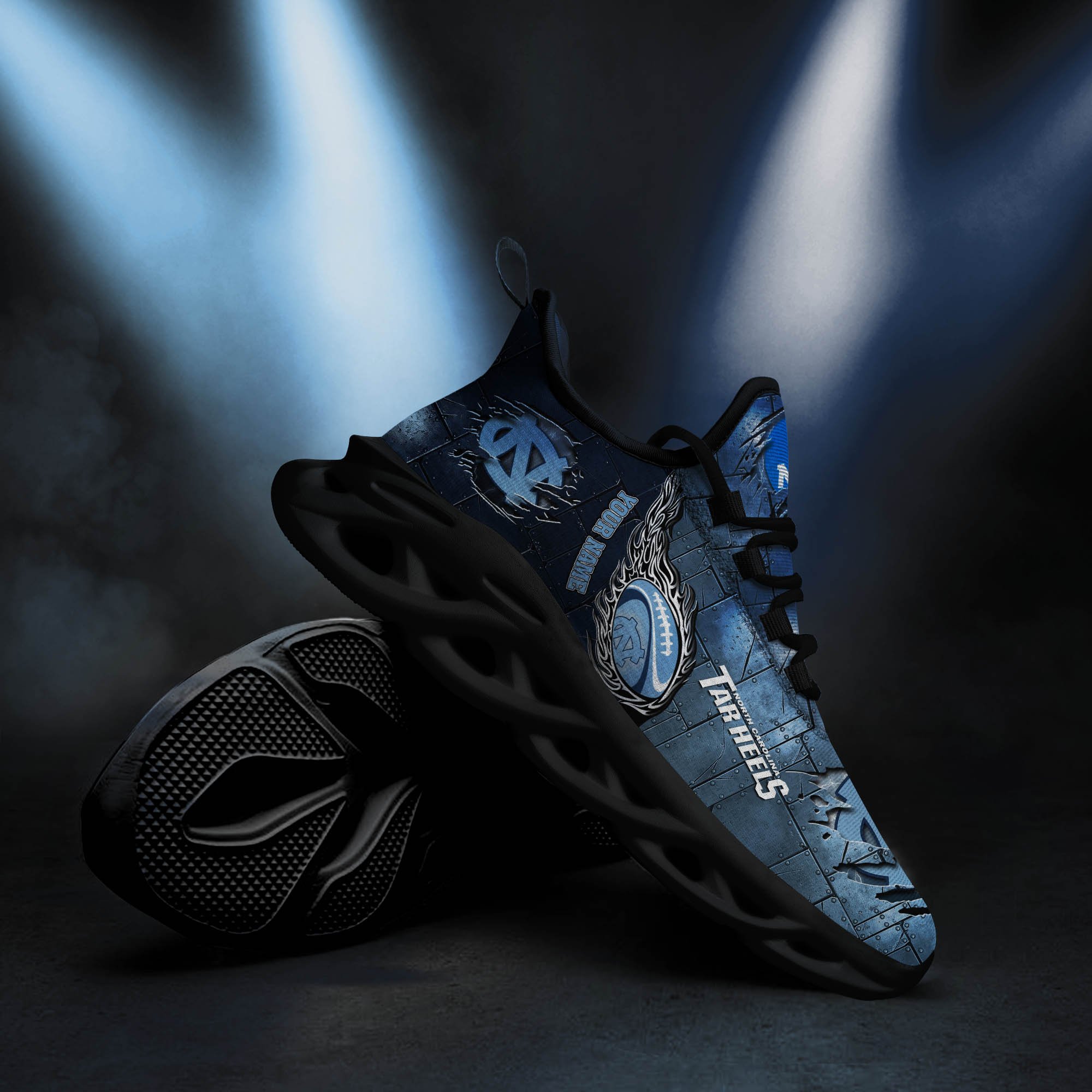North Carolina Tar Heels Black Max Soul Shoes 2025 Versions, White Max Soul Shoes Custom Your Name PH879