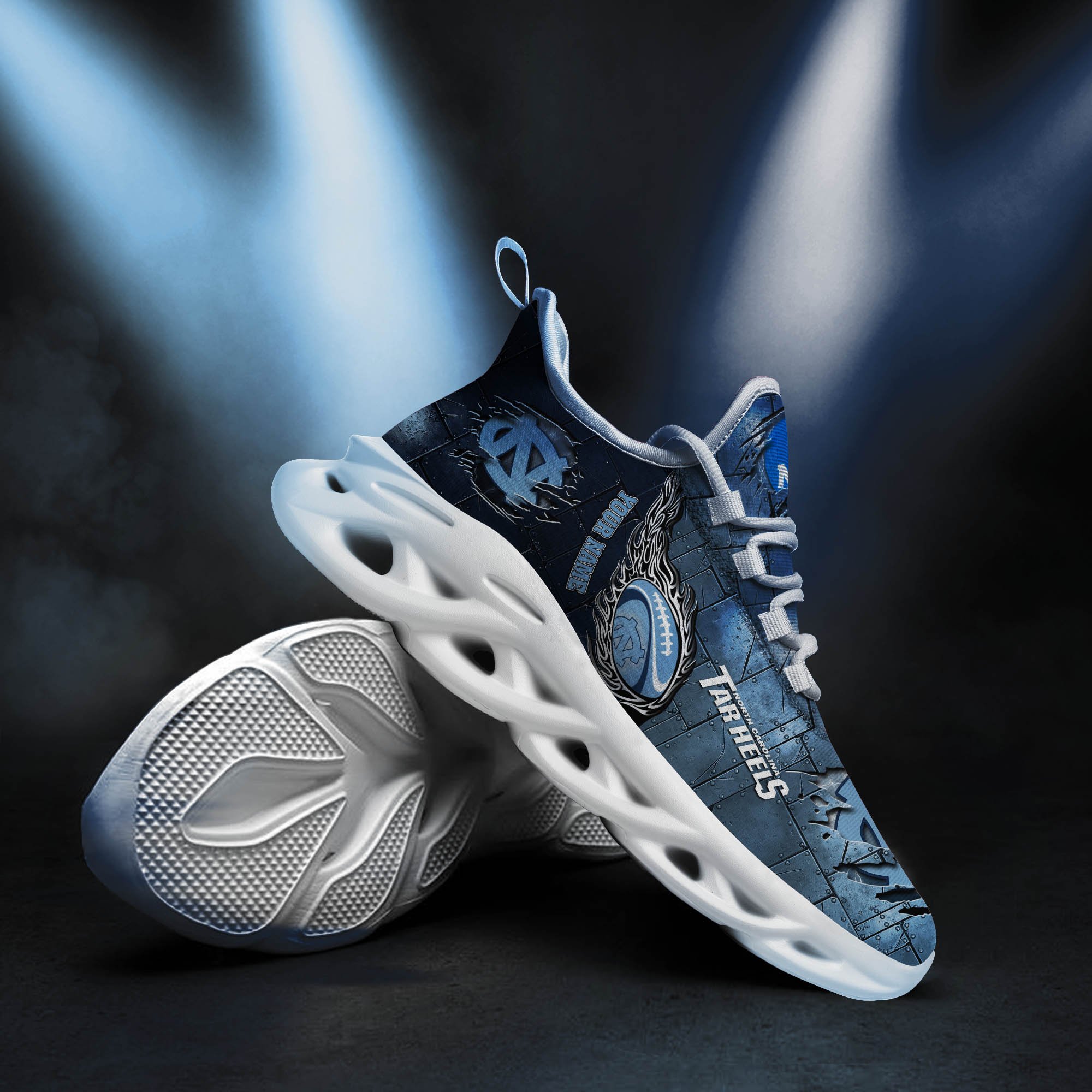 North Carolina Tar Heels Black Max Soul Shoes 2025 Versions, White Max Soul Shoes Custom Your Name PH879