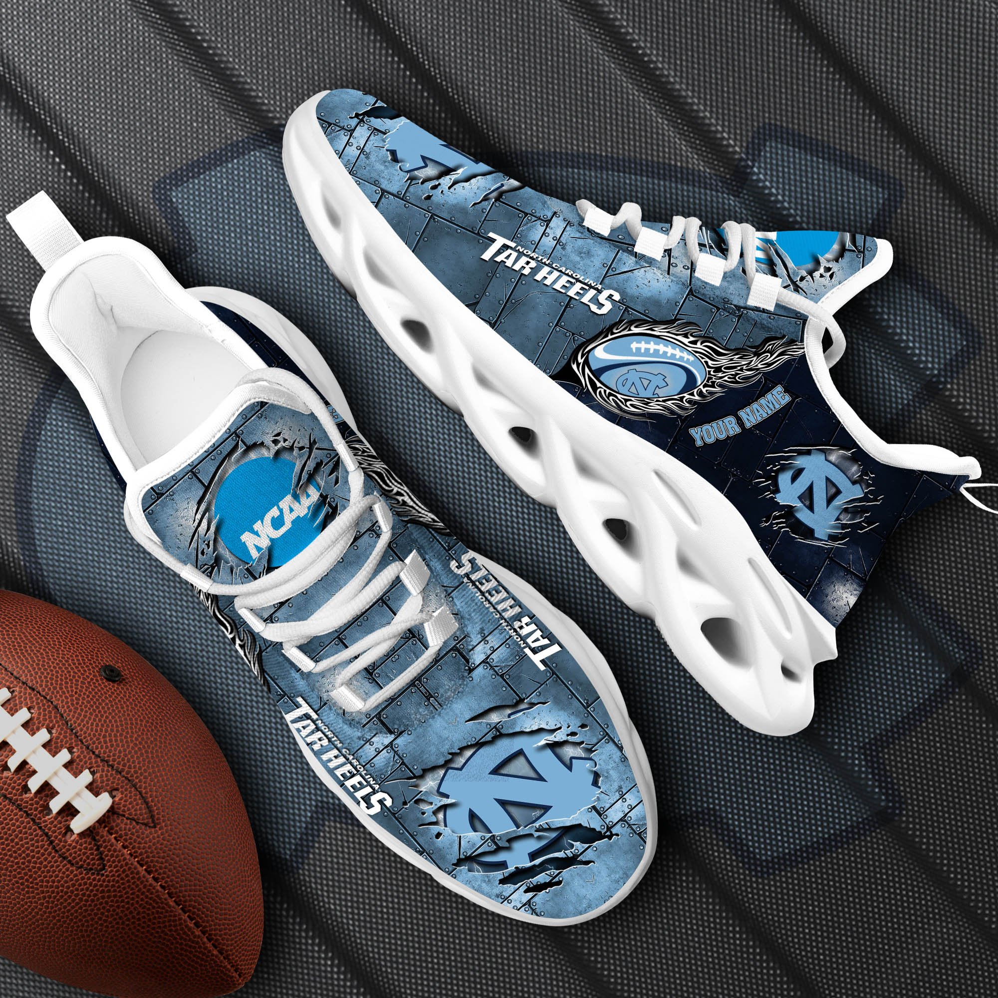 North Carolina Tar Heels Black Max Soul Shoes 2025 Versions, White Max Soul Shoes Custom Your Name PH879