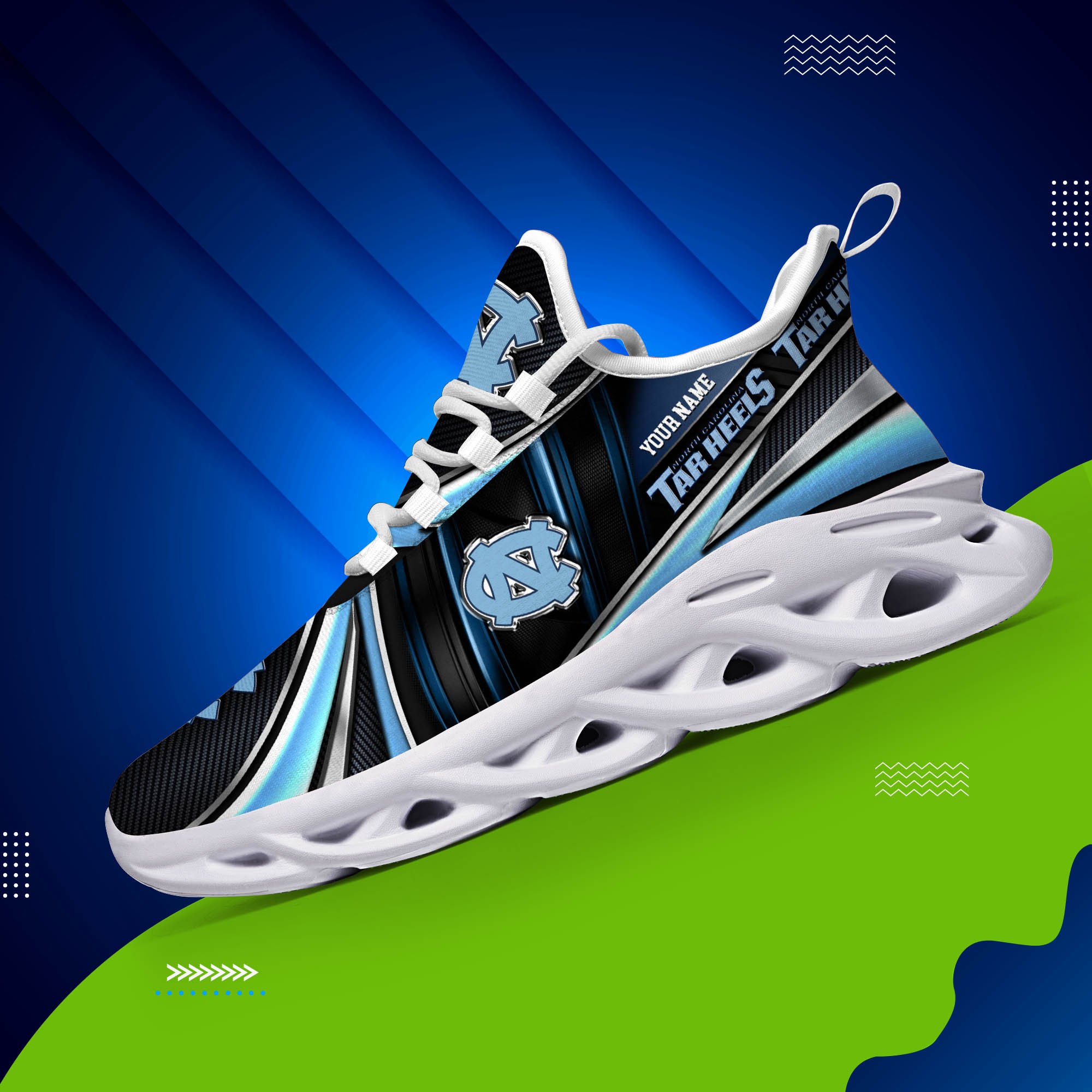 North Carolina Tar Heels White C Sneakers 2025 Version Personalized Your Name, Sport Team Sneakers, Sport Gifts PH892