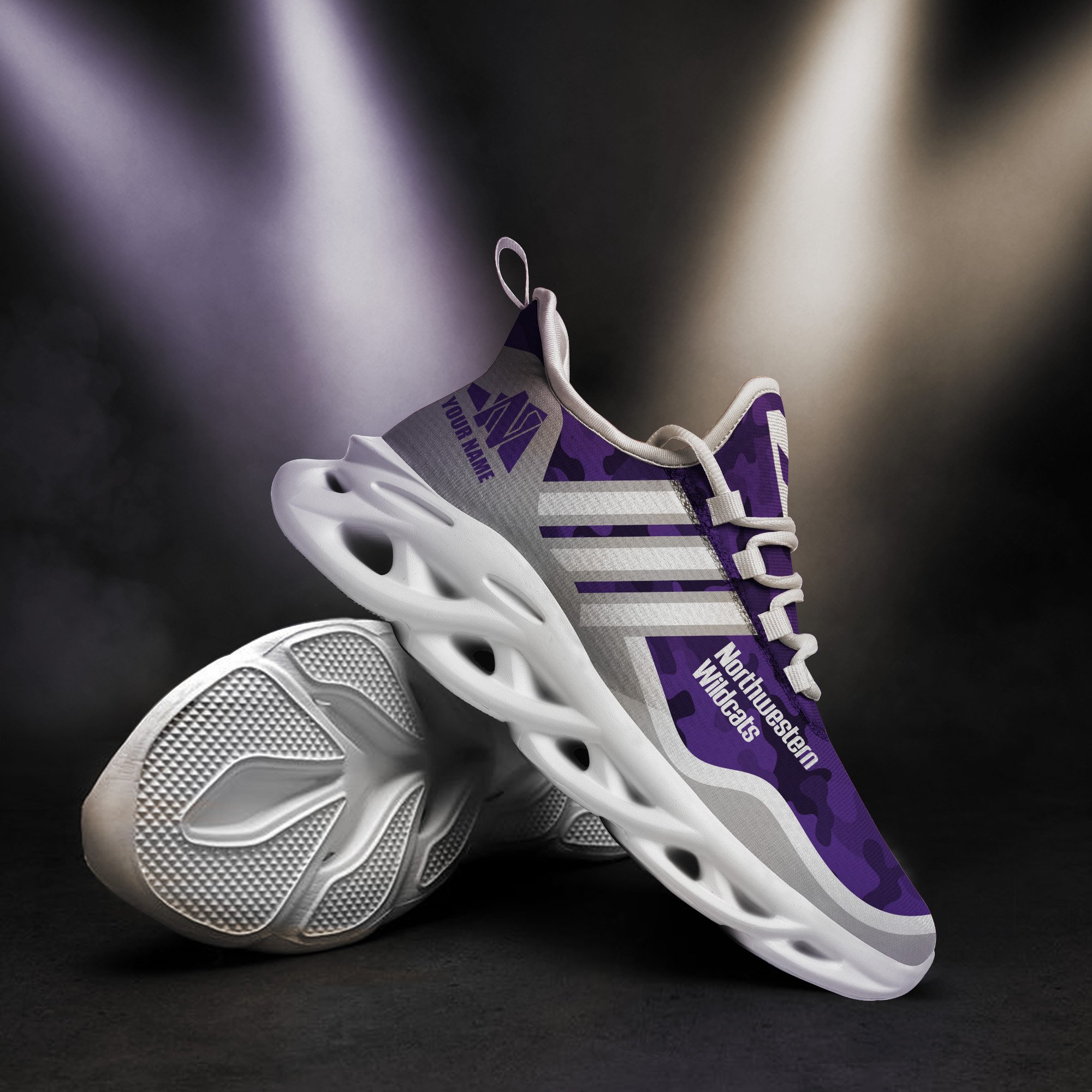 Northwestern Wildcats Black Max Soul Shoes 2025 Versions Custom Name 466