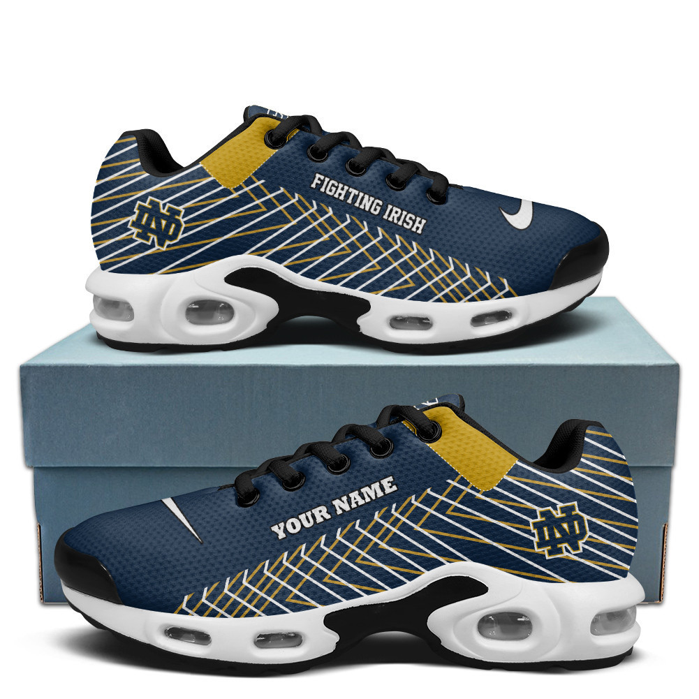 Notre Dame Personalized Name Team Colors Jagged Lines TN Shoes Air Cushion Sneakers