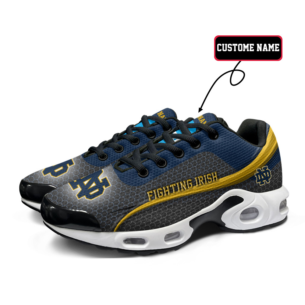 Notre Dame Personalized Name Team Colors Wave Line Beehive Pattern TN Air Max Shoes Air Cushion Sneakers