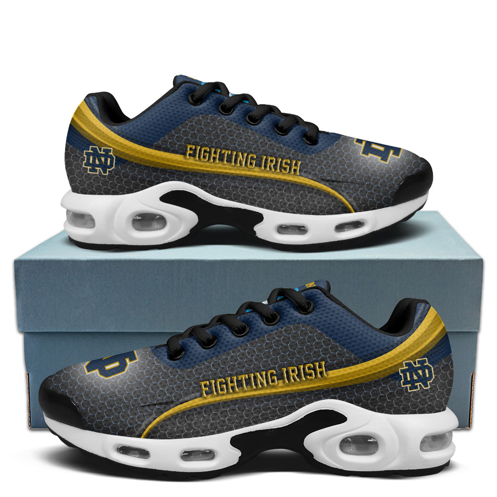 Notre Dame Personalized Name Team Colors Wave Line Beehive Pattern TN Air Max Shoes Air Cushion Sneakers