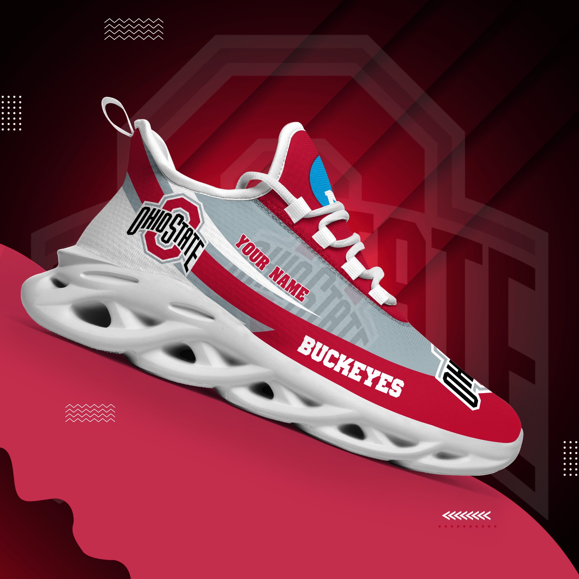 Ohio State Buckeyes White Max Soul Shoes 2025 Versions Custom Your Name, Sports Gift For Fan PH019