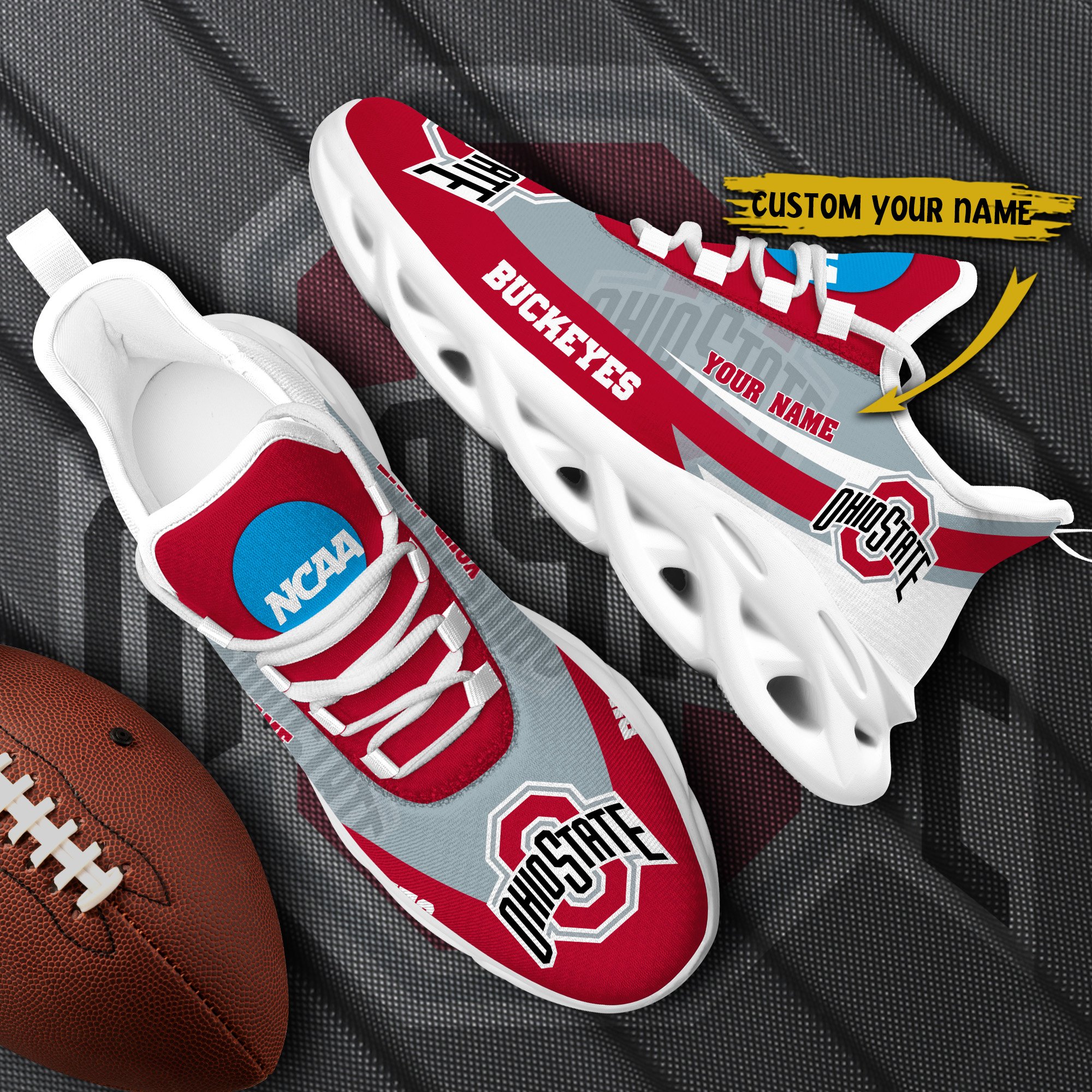 Ohio State Buckeyes White Max Soul Shoes 2025 Versions Custom Your Name, Sports Gift For Fan PH019