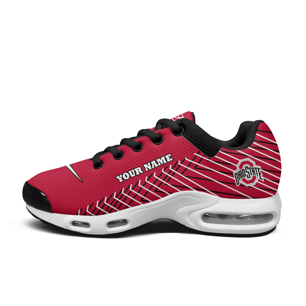 Ohio State Personalized Name Team Colors Jagged Lines TN Air Max Shoes Air Cushion Sneakers