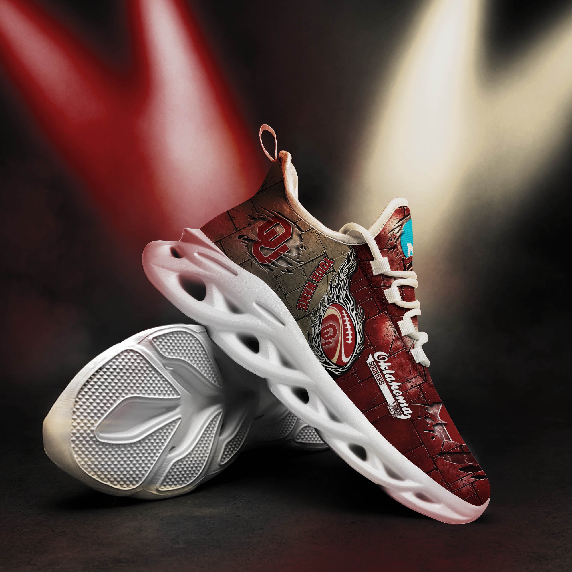 Oklahoma Sooners Black Max Soul Shoes 2025 Versions, White Max Soul Shoes Custom Your Name PH879