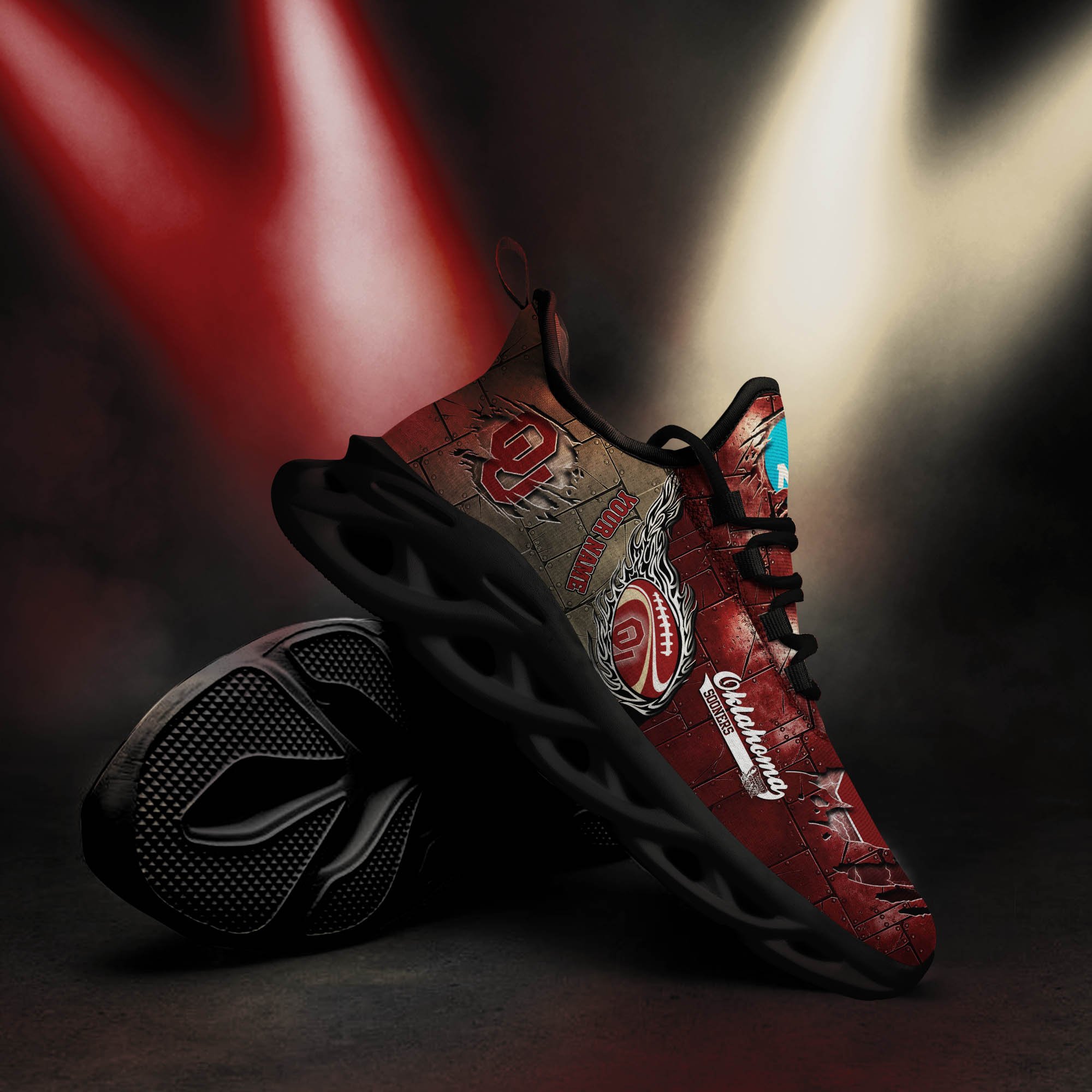 Oklahoma Sooners Black Max Soul Shoes 2025 Versions, White Max Soul Shoes Custom Your Name PH879