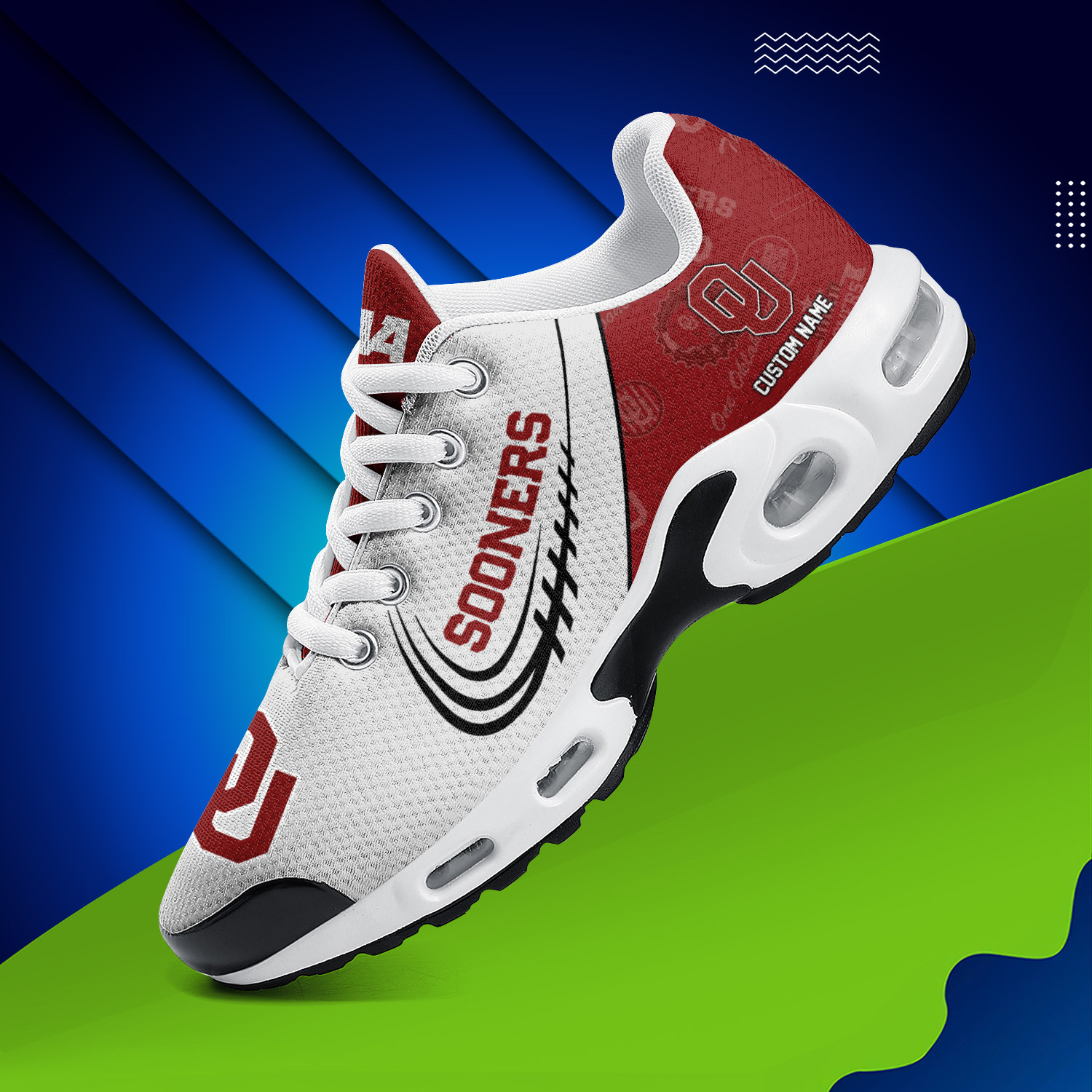 Oklahoma Sooners Personalized Name Team Logo Mix Colors Stitch Line TN Air Max Shoes Air Cushion Sneakers