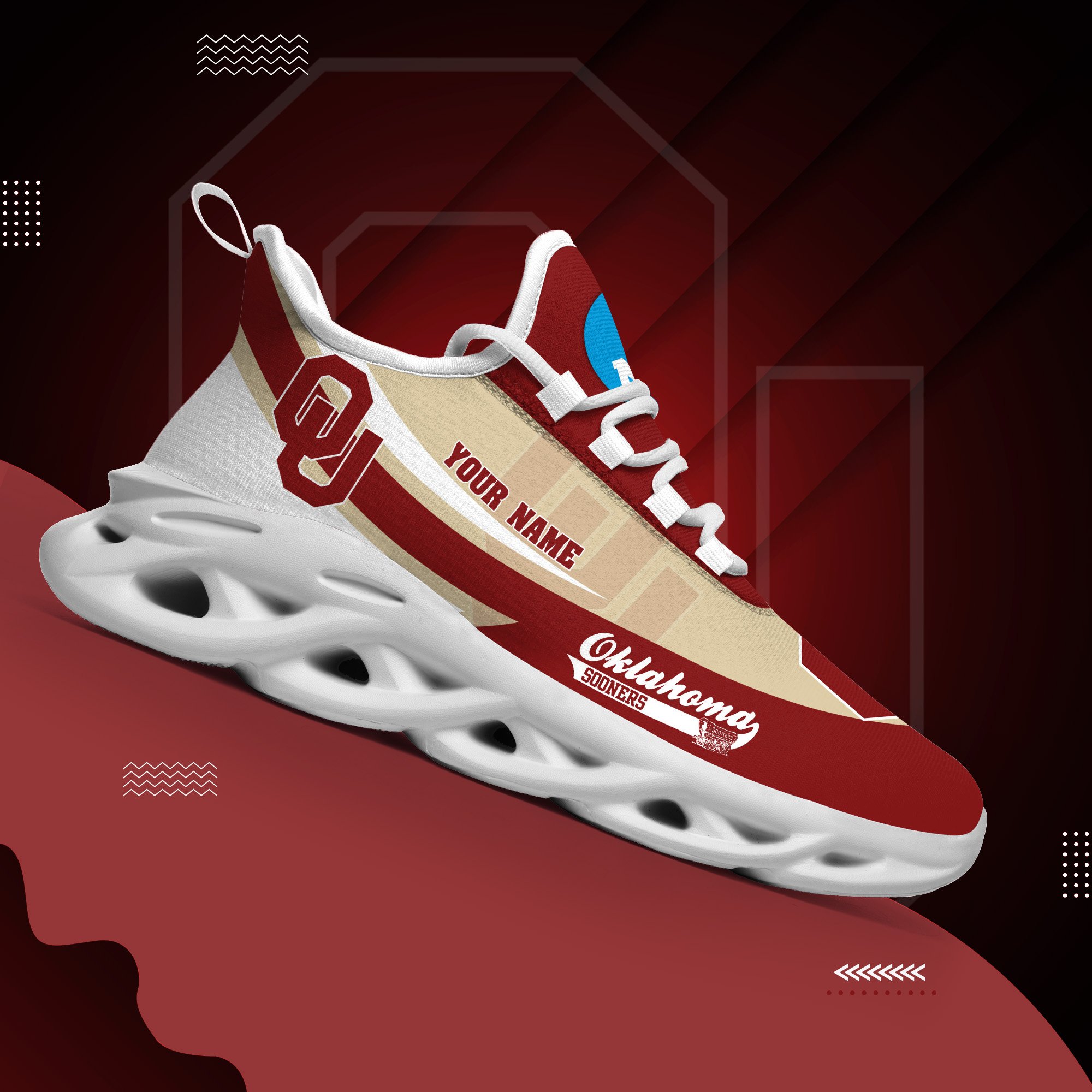 Oklahoma Sooners White Max Soul Shoes 2025 Versions Custom Your Name, Sports Gift For Fan PH019