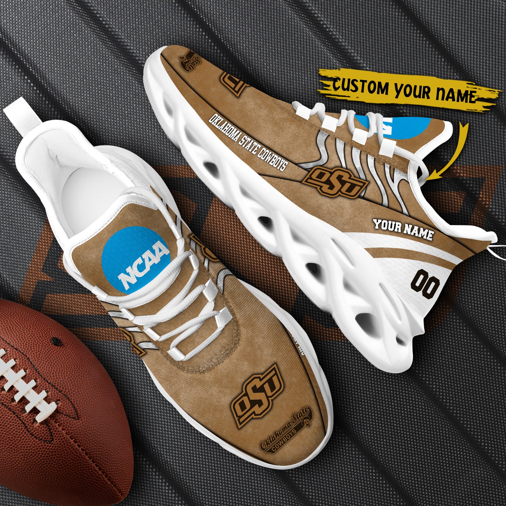 Oklahoma State Cowboys Black Max Soul Shoes 2025 Versions Custom Your Name And Number 312