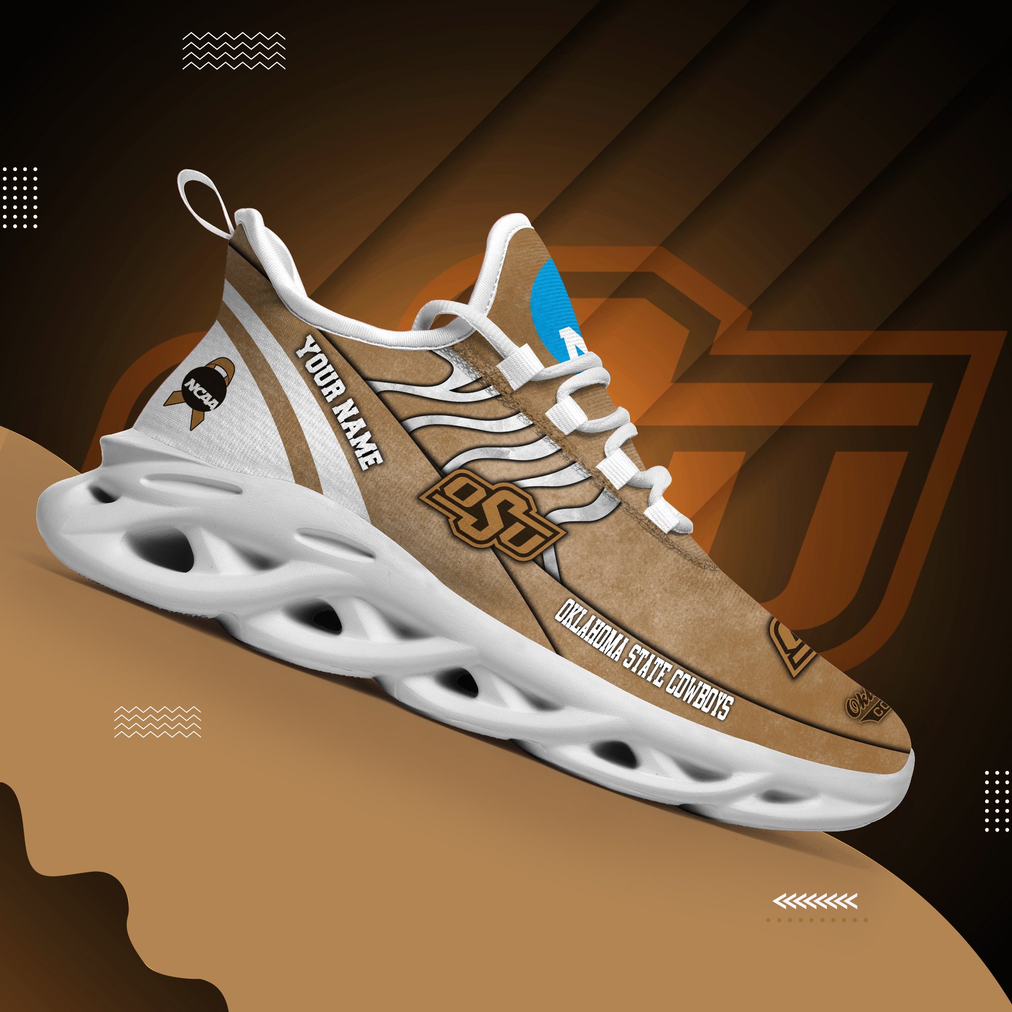 Oklahoma State Cowboys Black Max Soul Shoes 2025 Versions Custom Your Name And Number 312