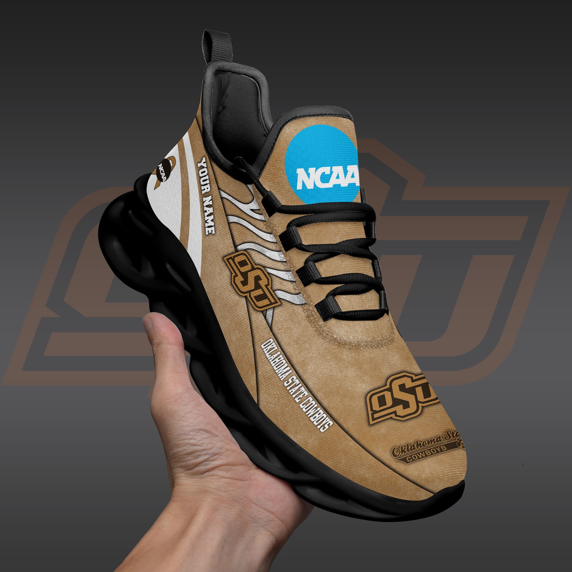 Oklahoma State Cowboys Black Max Soul Shoes 2025 Versions Custom Your Name And Number 312