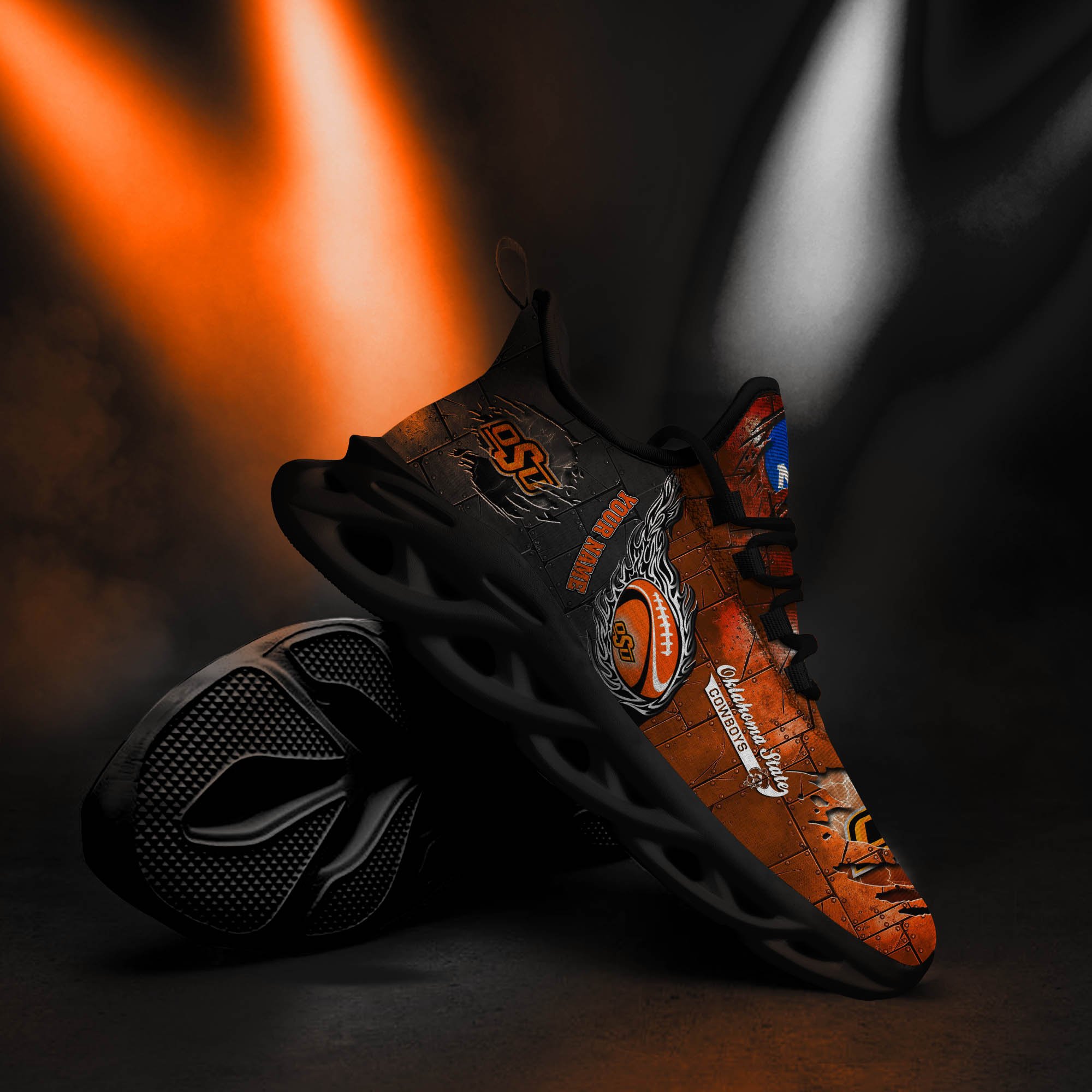 Oklahoma State Cowboys Black Max Soul Shoes 2025 Versions, White Max Soul Shoes Custom Your Name PH879