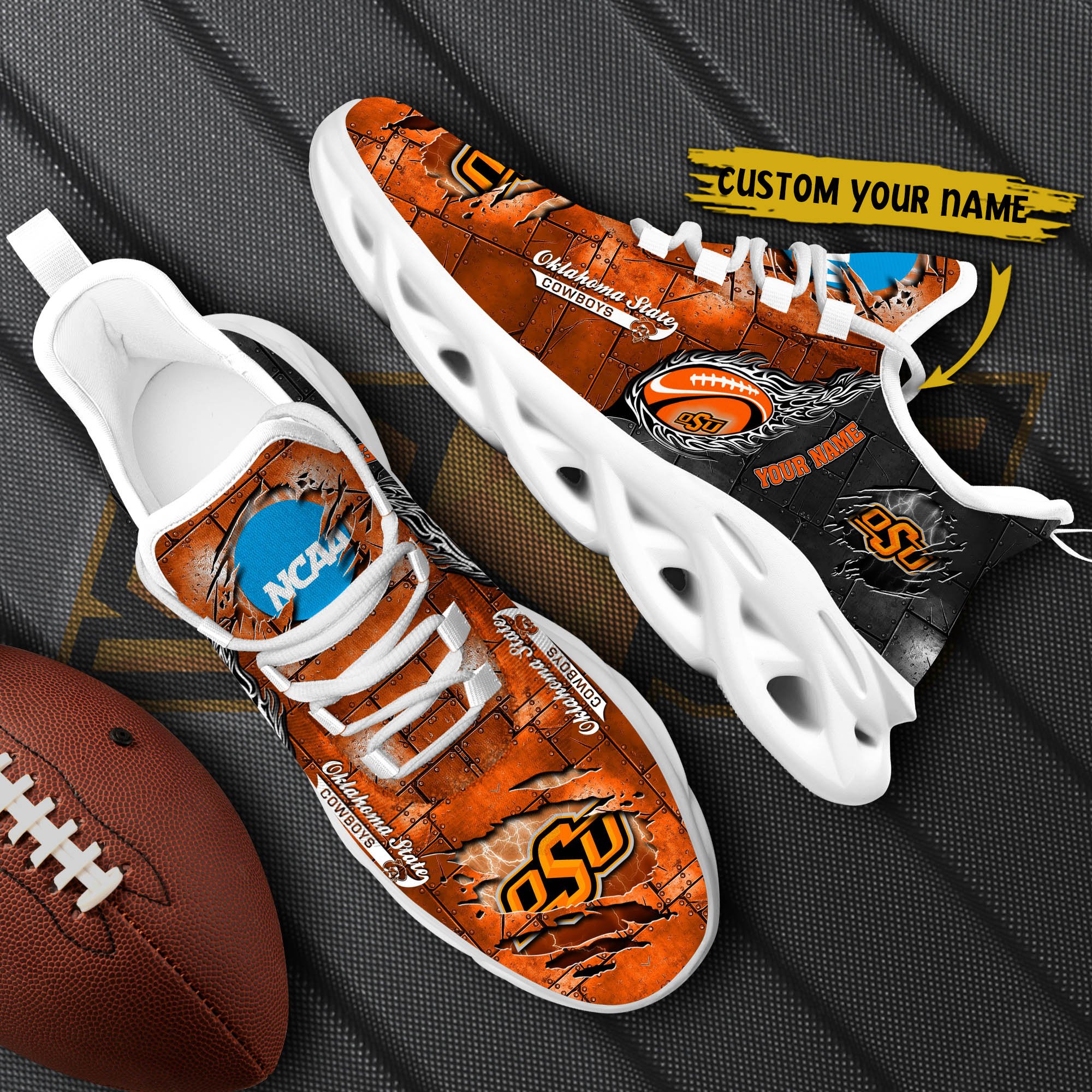 Oklahoma State Cowboys Black Max Soul Shoes 2025 Versions, White Max Soul Shoes Custom Your Name PH879