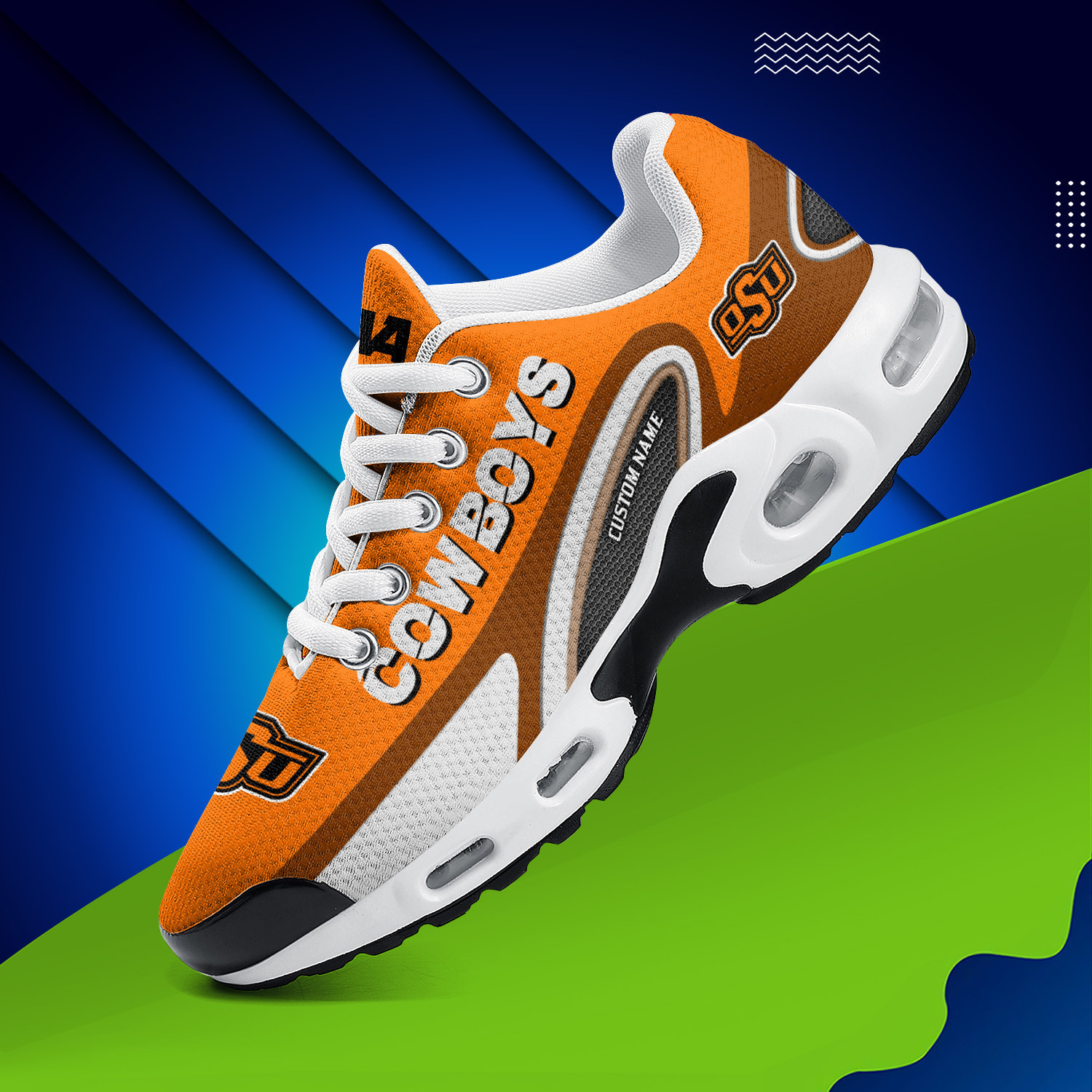 Oklahoma State Cowboys Personalized Name Team Logo Mix Colors Oval Line TN Shoes Air Cushion Sneakers