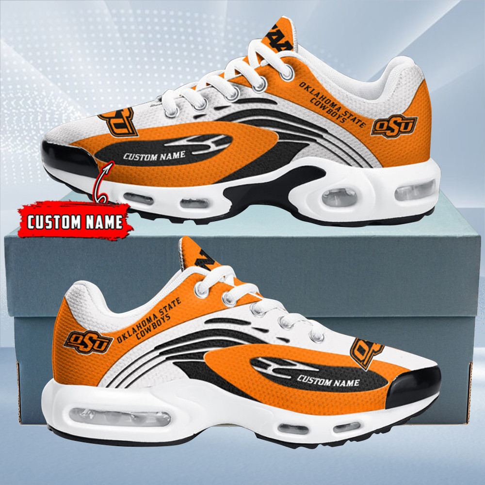 Oklahoma State Cowboys Personalized Name Team Logo Mix Colors Wave Line TN Air Max Shoes Air Cushion Sneakers