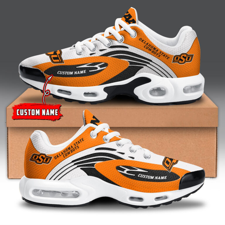 Oklahoma State Cowboys Personalized Name Team Logo Mix Colors Wave Line TN Shoes Air Cushion Sneakers