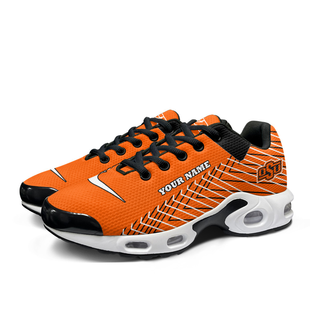 Oklahoma State Personalized Name Team Colors Jagged Lines TN Air Max Shoes Air Cushion Sneakers