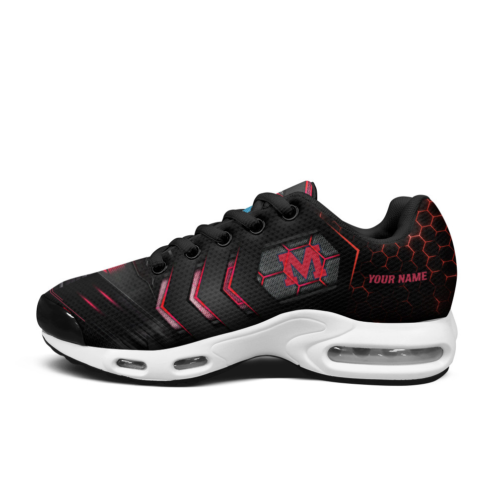 Ole Miss Personalized Name Team Colors Arrow Line Beehive Pattern TN Air Max Shoes Air Cushion Sneakers